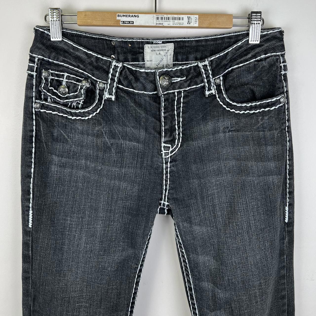 Designer La Idol Premium Black Flare Jeans with Unique Stitching Size 30" / US 8 / IT 44 - 5 Thumbnail