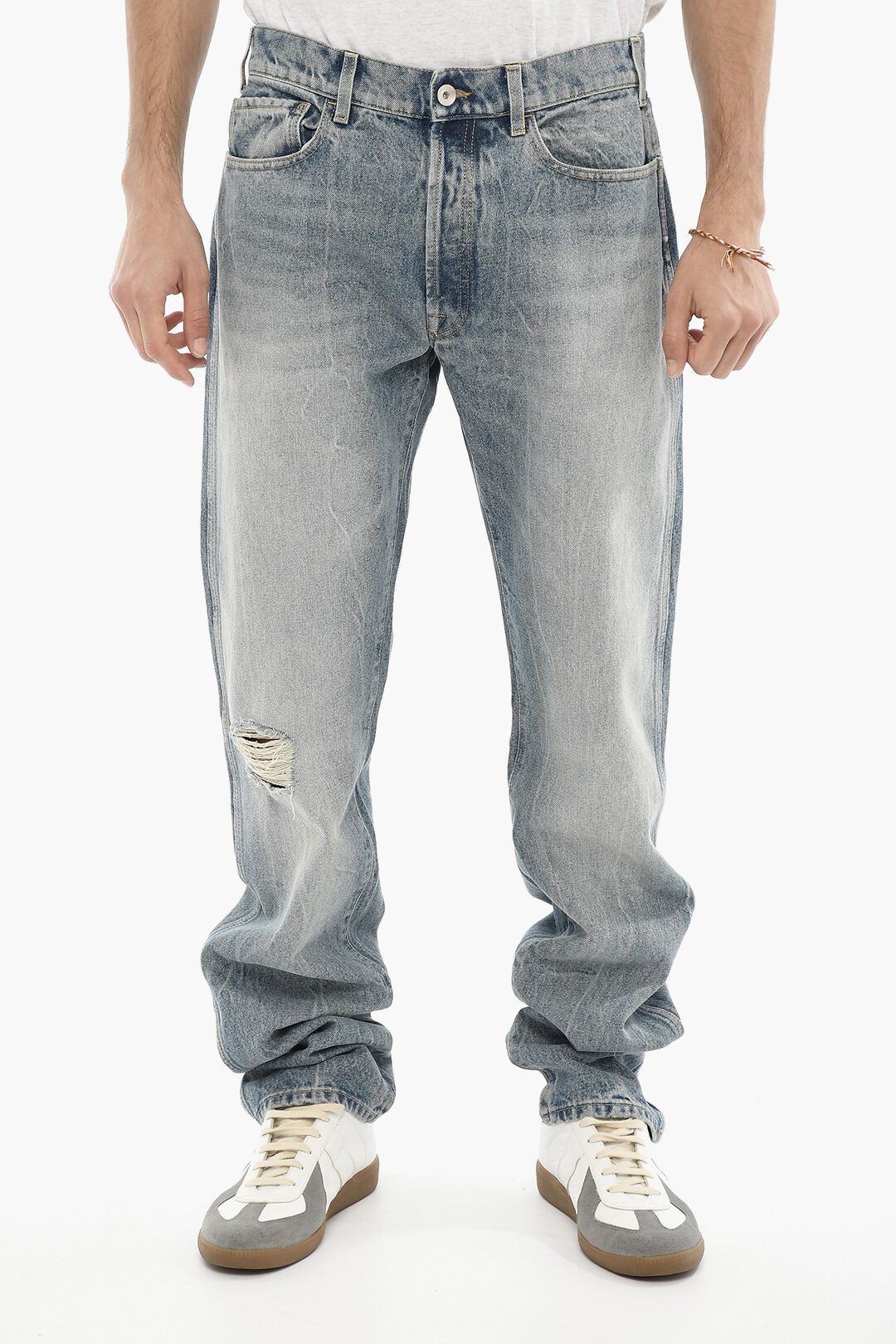 image of 1989 Studio Og1Mm0423 Vintage Effect Straight Leg Jeans In Blue, Men's (Size 32)