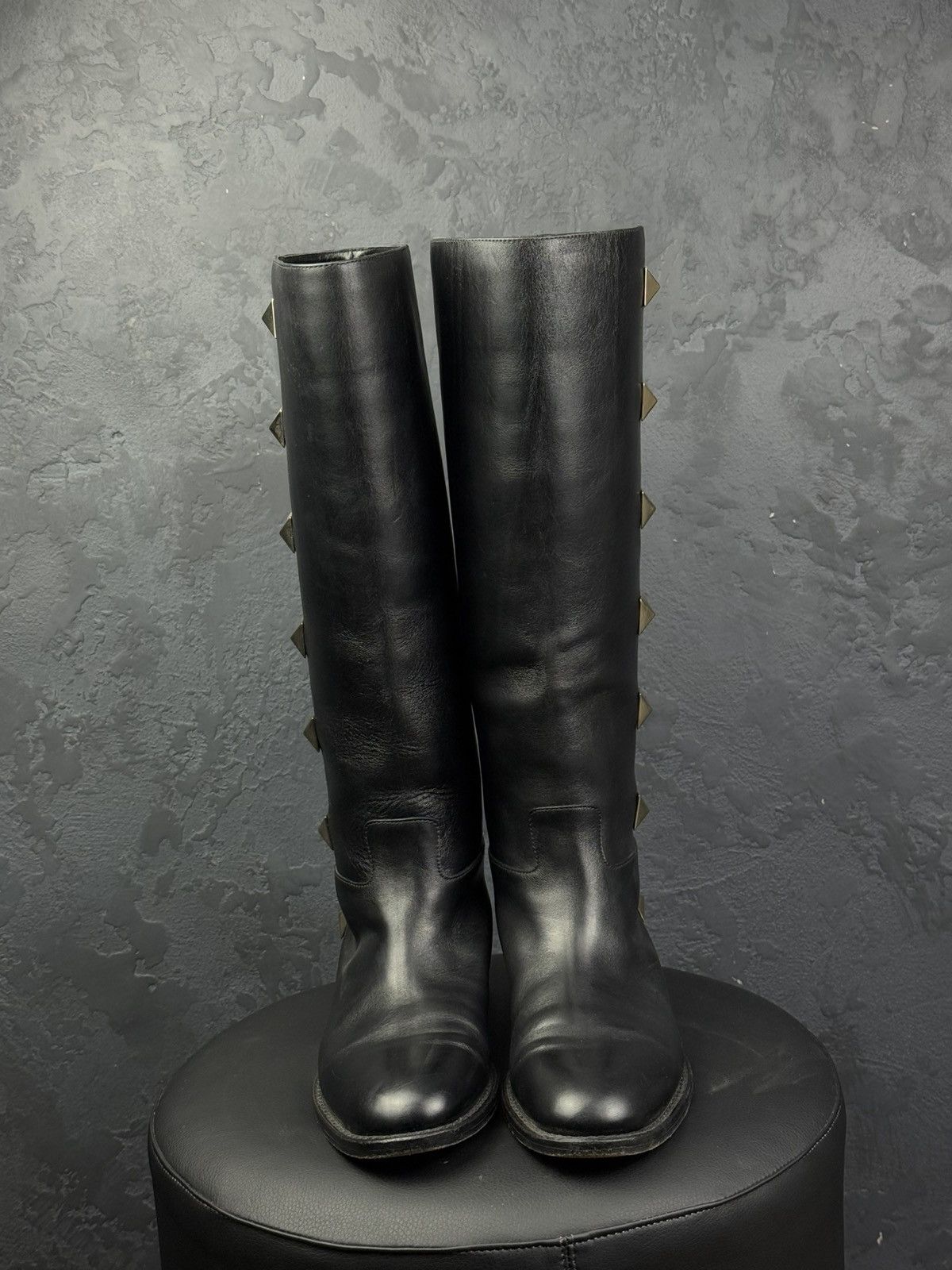 Valentino Valentino Garavani Rockstud Black Leather Women’s Knee Boots Size US 8 / IT 38 - 4 Thumbnail