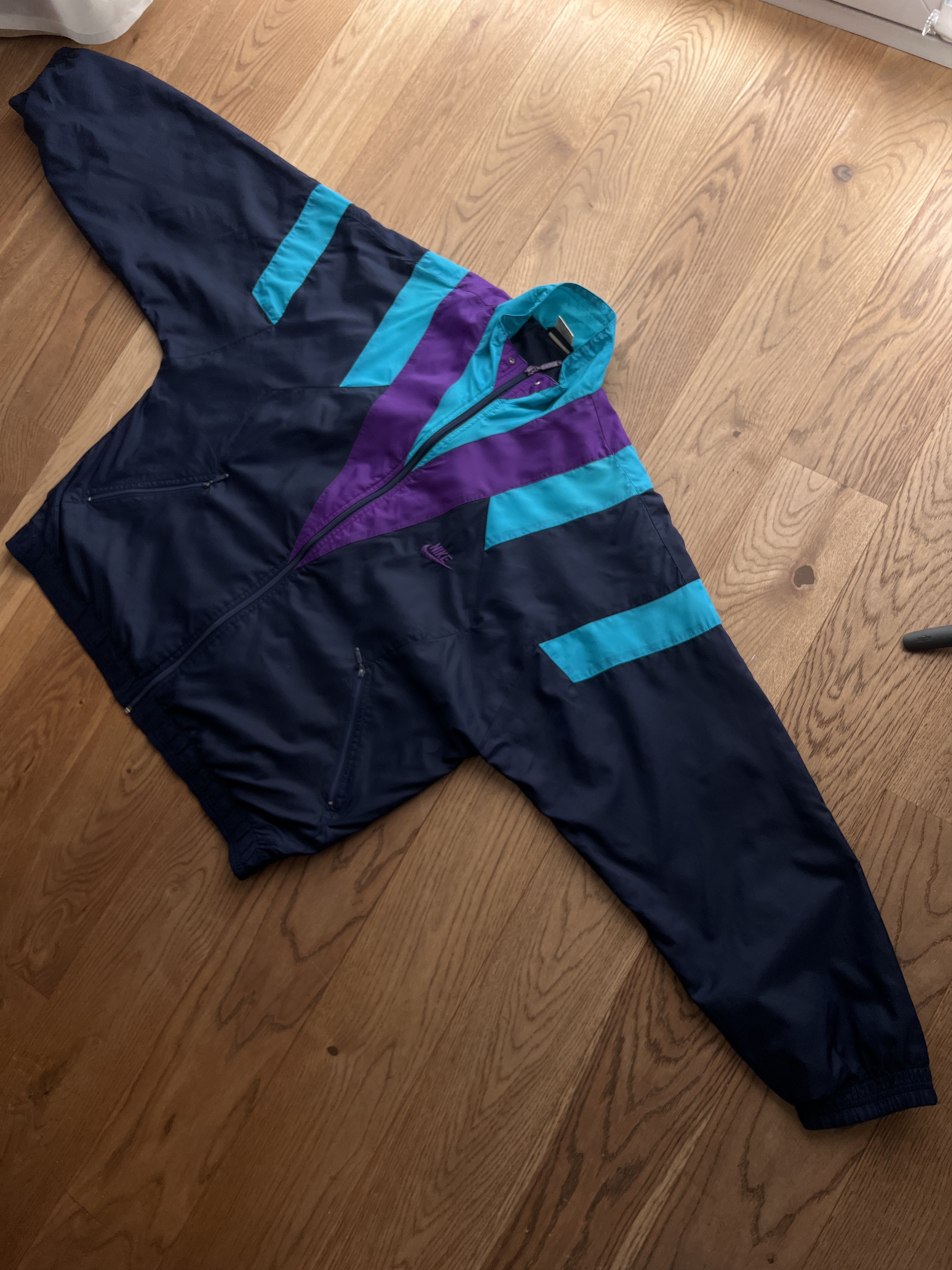 Nike Nike vintage 1990s nylon multicolour track top retro jacket Size US L / EU 52-54 / 3 - 4 Thumbnail
