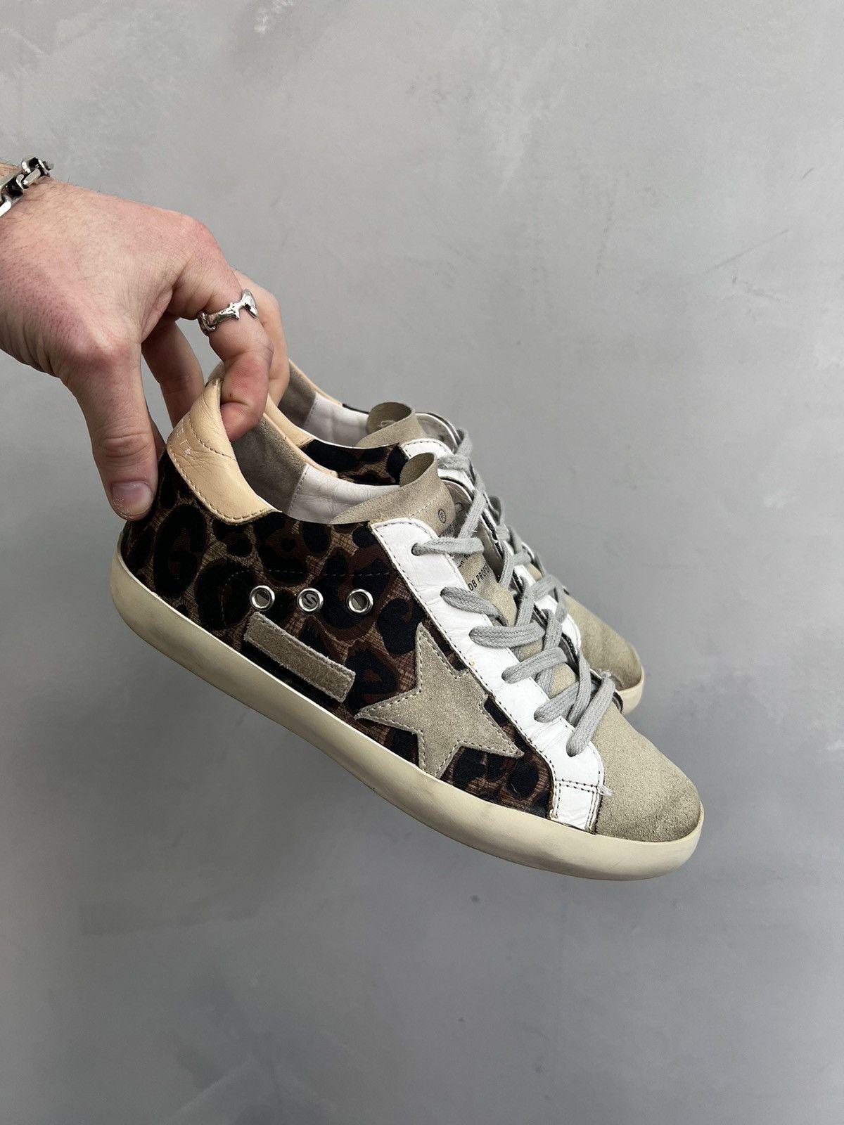 LUXURY GOLDEN GOOSE SUPER STAR LEOPARD PRINT LEATHER SHOES