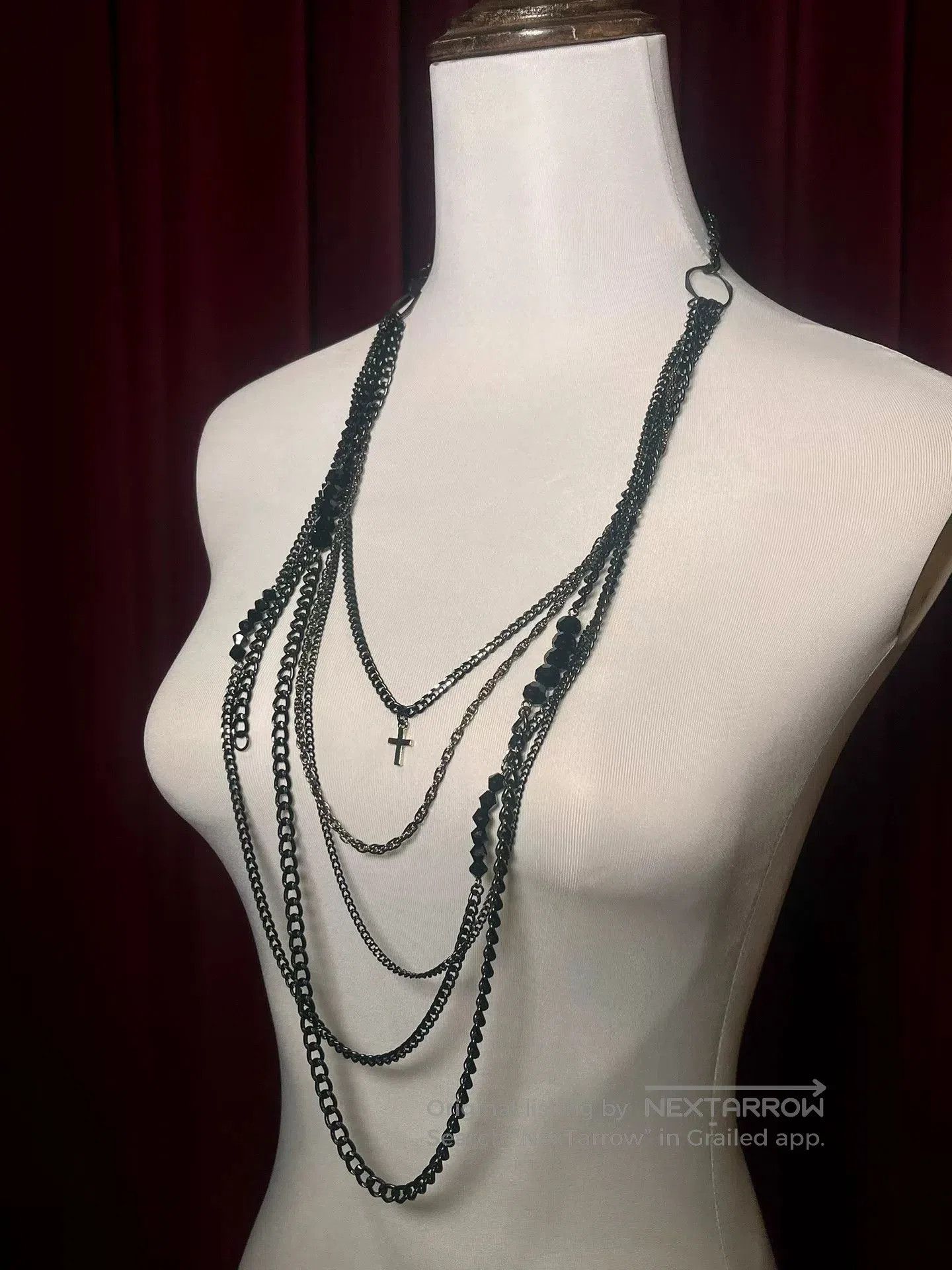 CIVARIZE adjustable black cross necklace with charms. Size ONE SIZE - 2 Thumbnail