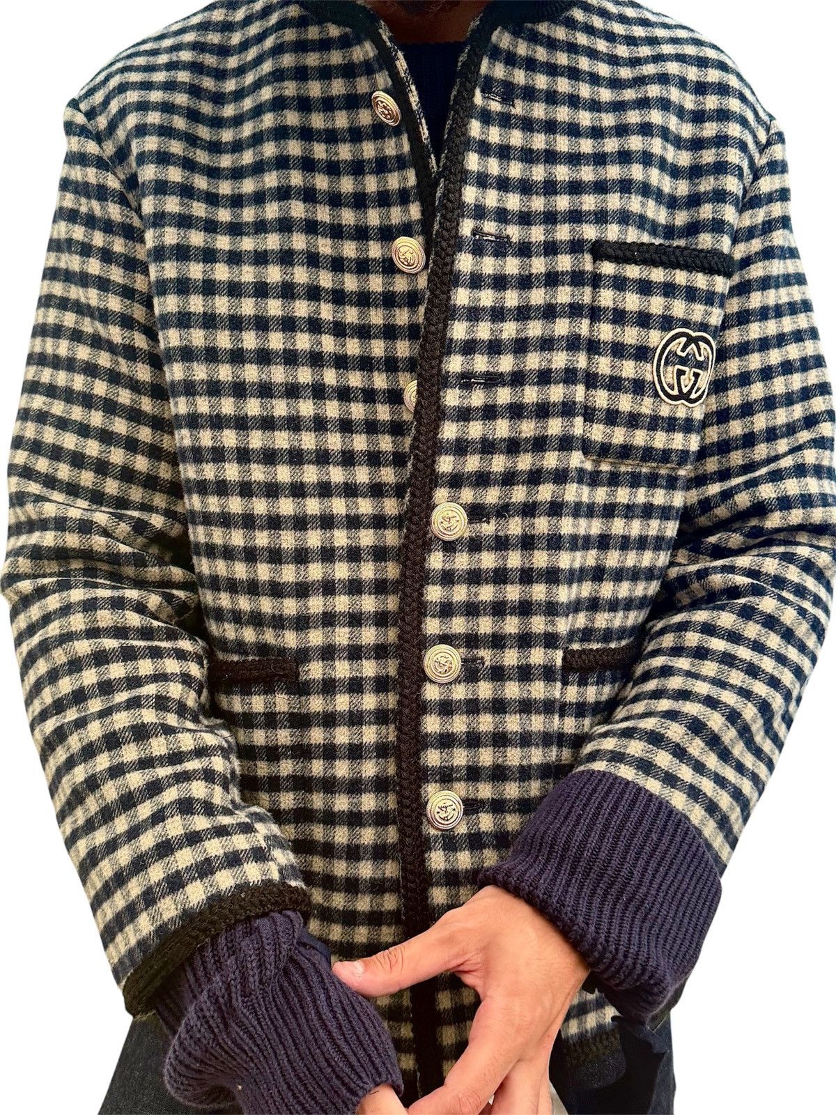 Gucci Gucci FW23 Wool Gingham Interlocking G Coat Size US M / EU 48-50 / 2 - 1 Thumbnail