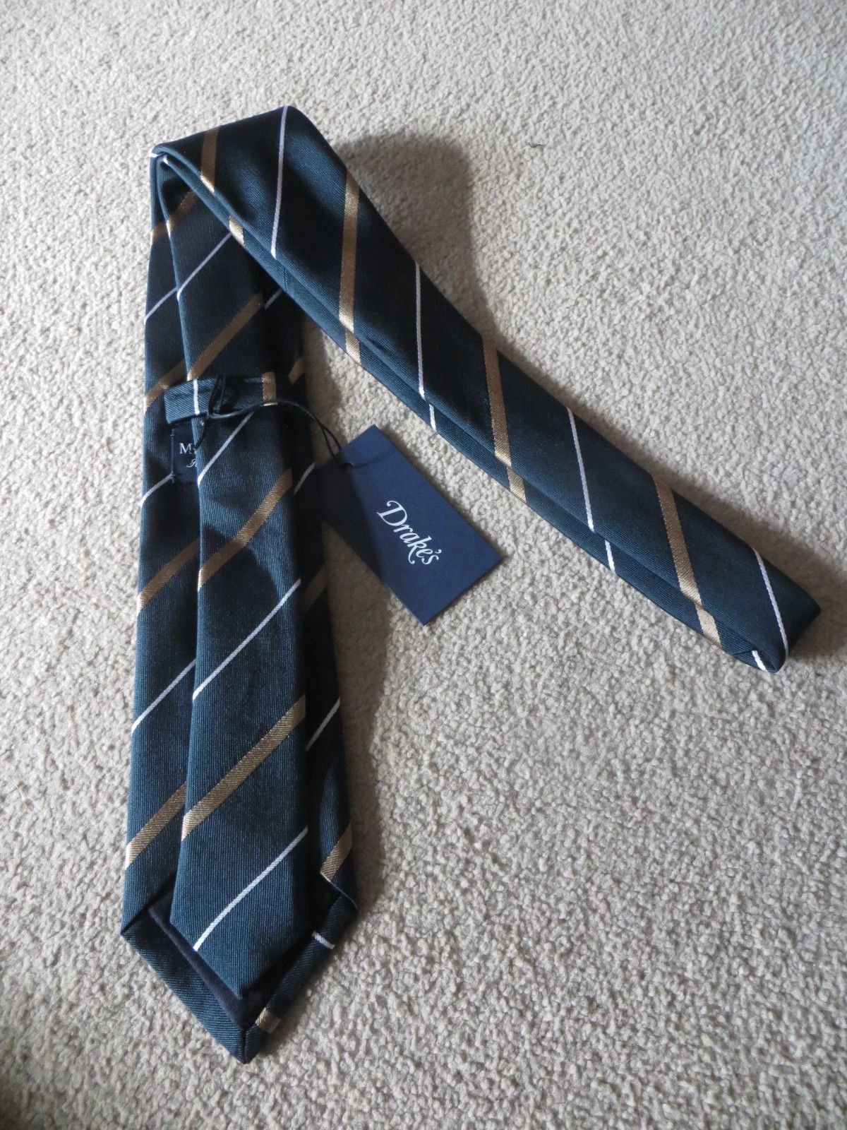 Drake's STRIPPED SILK TIE Size ONE SIZE - 3 Thumbnail