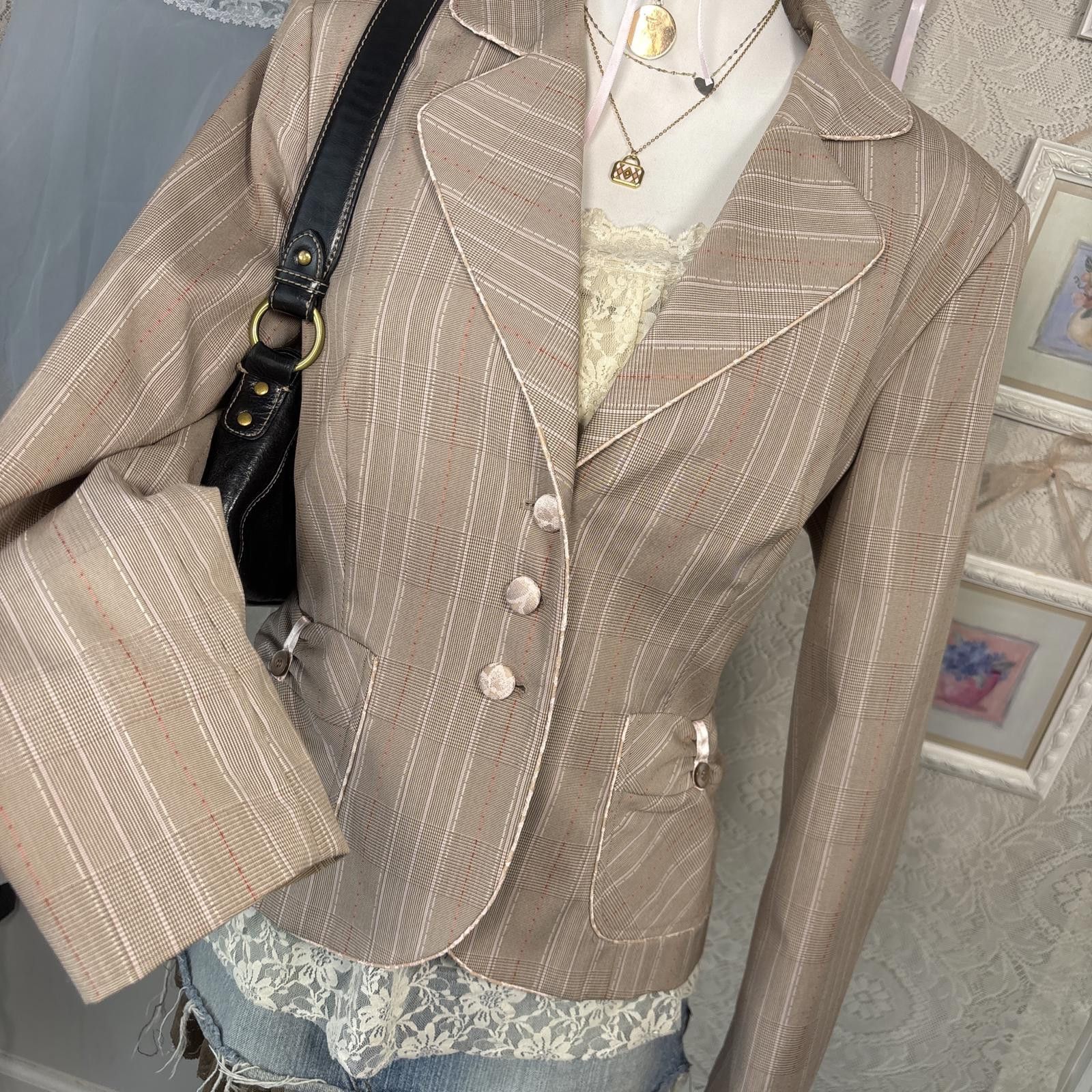 Kirkland Signature y2k fitted office siren striped blazer Size L / US 10 / IT 46 - 2 Thumbnail