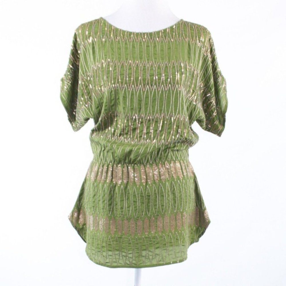 Other New Namrata Joshipura Green Silk Sequins Tunic Blouse Size Size S / US 4 / IT 40 - 2 Thumbnail