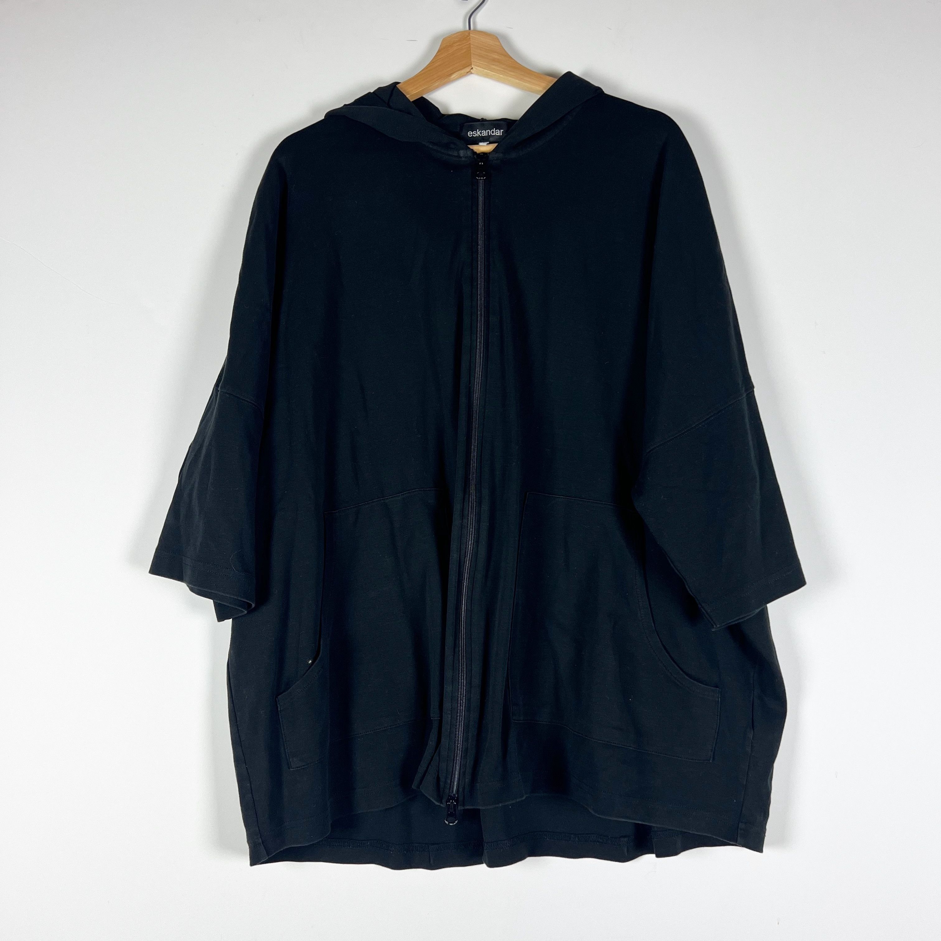 eskandar Eskandar Women's Cotton Knit Stretch Full Zip Quarter Sleeve Size ONE SIZE - 1 Thumbnail