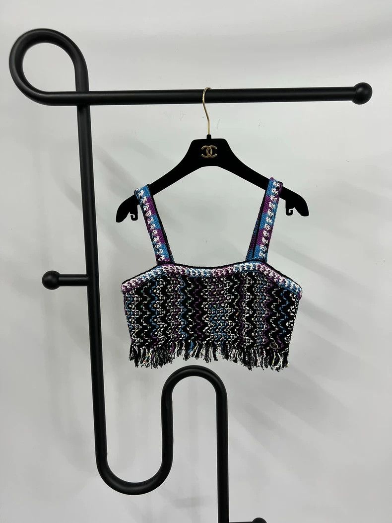 Chanel Chanel Tweed Fringe Strappy Crop Top - dmc Size US M / EU 48-50 / 2 - 1 Thumbnail
