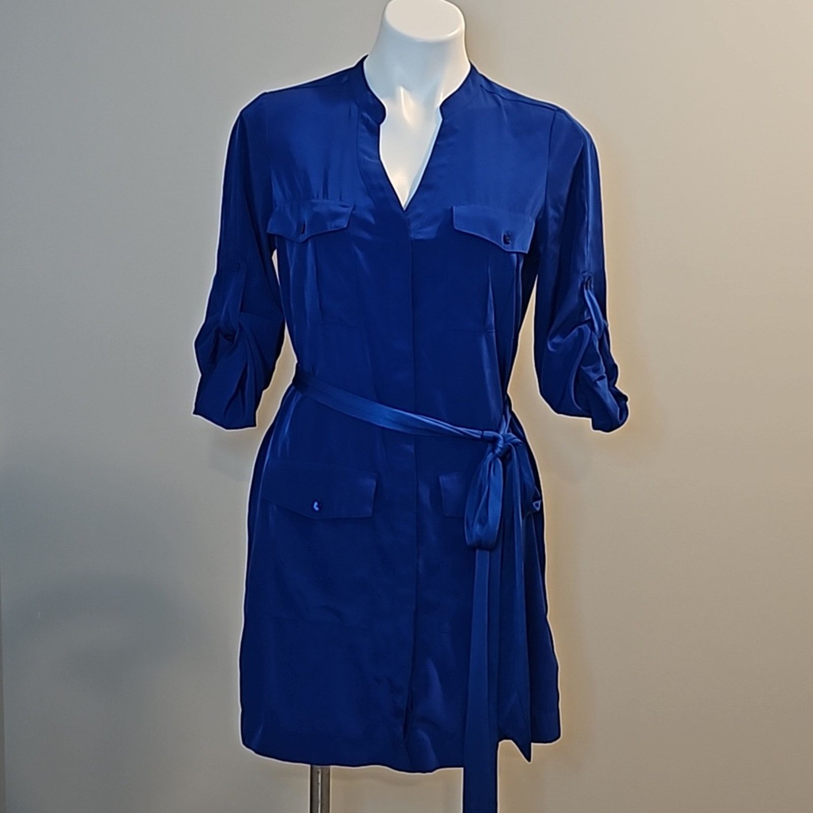 Express Express Cobalt Blue Belted Shirt Dress | Grailed