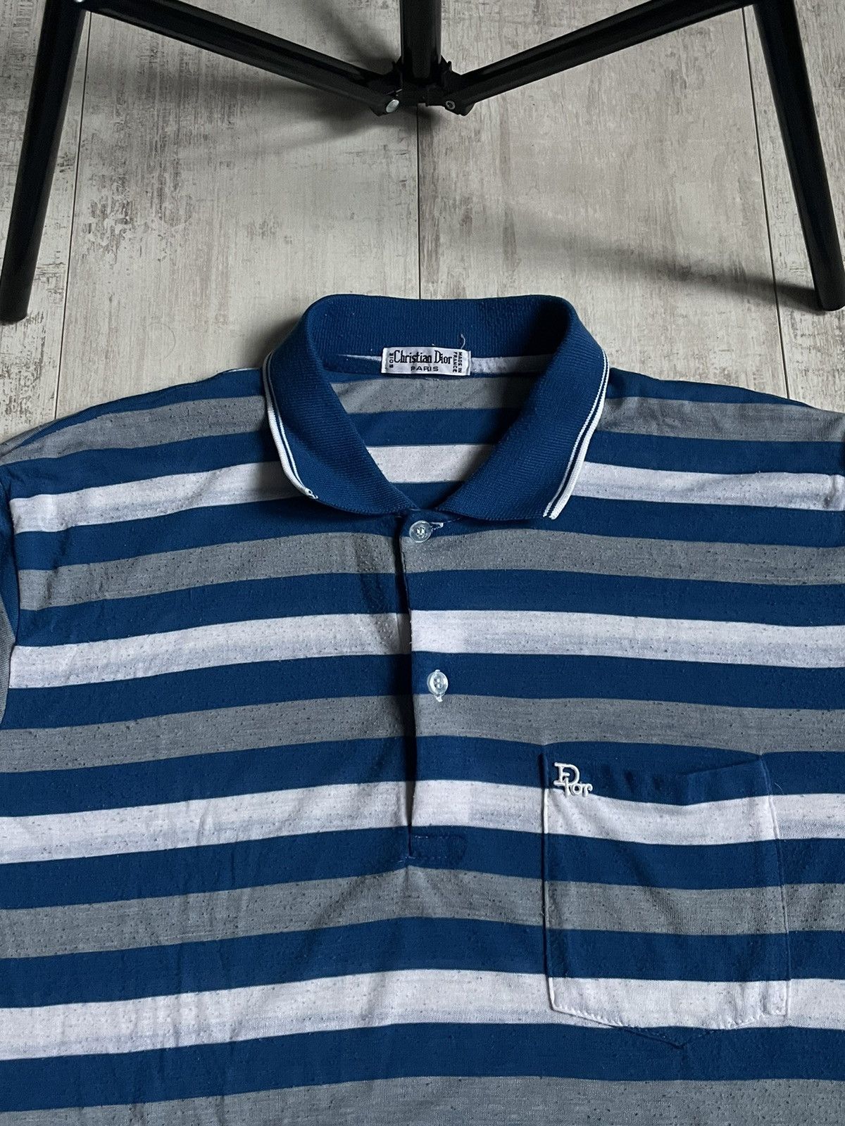 Dior Vintage Christian Dior 80’s Striped Polo T-Shirt RARE Size US M / EU 48-50 / 2 - 2 Thumbnail