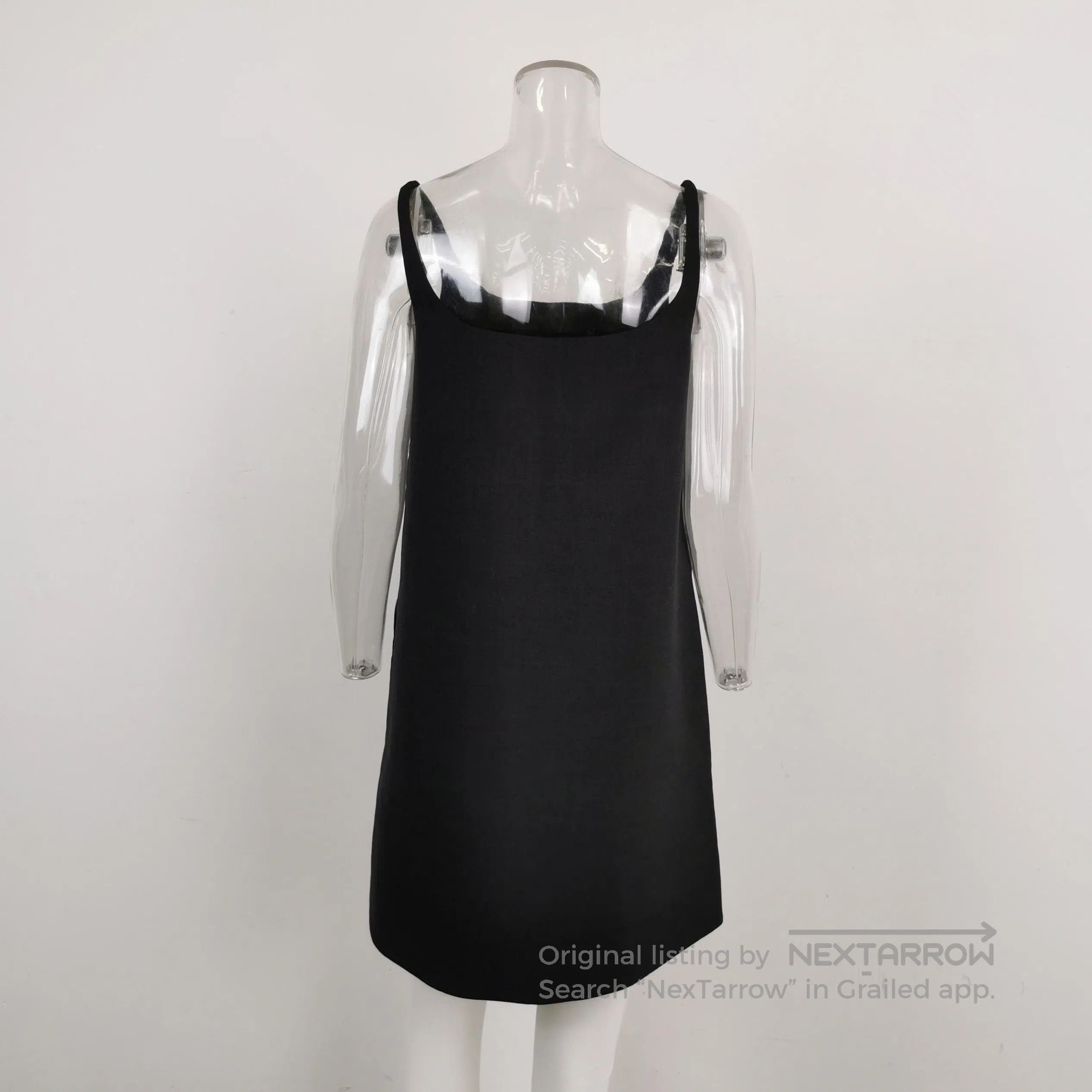 Prada Prada Black Wool Triangle Logo Spaghetti Strap Dress . Size US 36 / EU 52 - 2 Thumbnail
