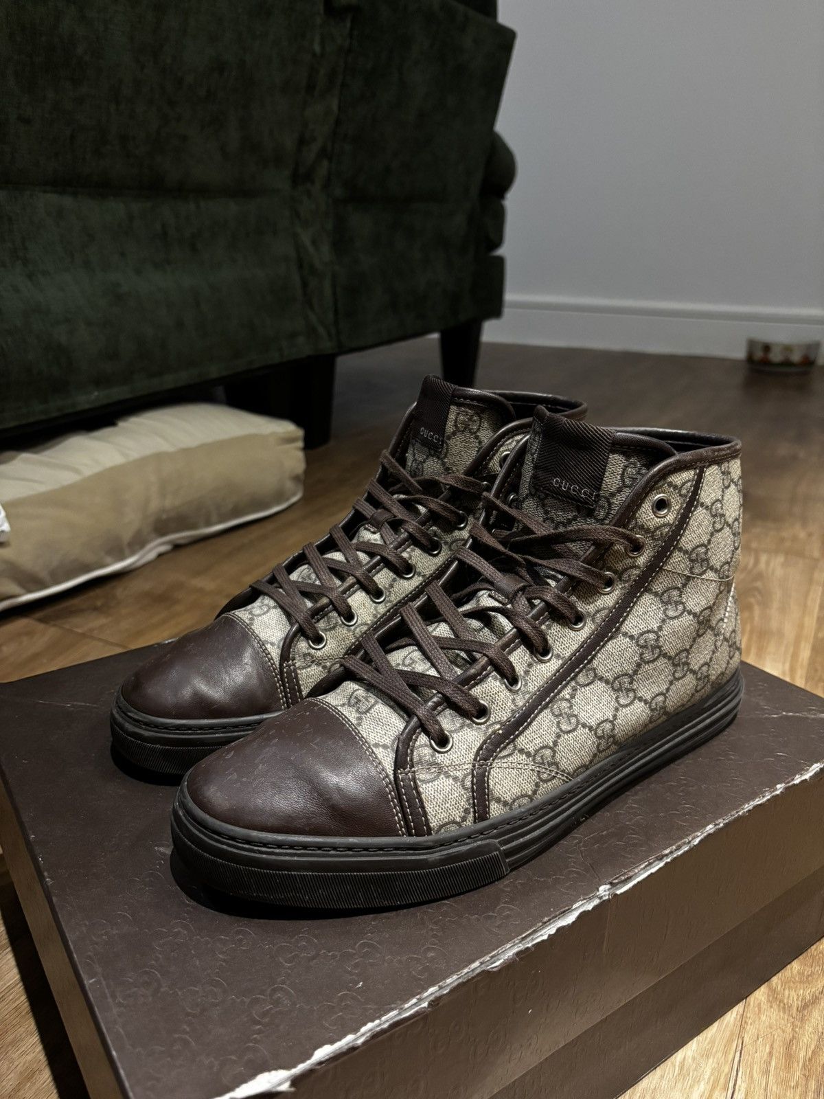 Gucci Gucci Brown Monogram GG High Top Sneaker Size US 9.5 / EU 42-43 - 1 Thumbnail