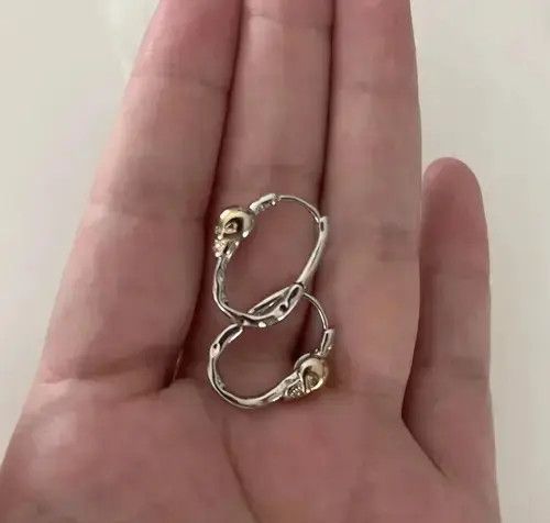 Japanese Brand × Vintage Golden Skull Head Hoop Earring Size ONE SIZE - 3 Thumbnail