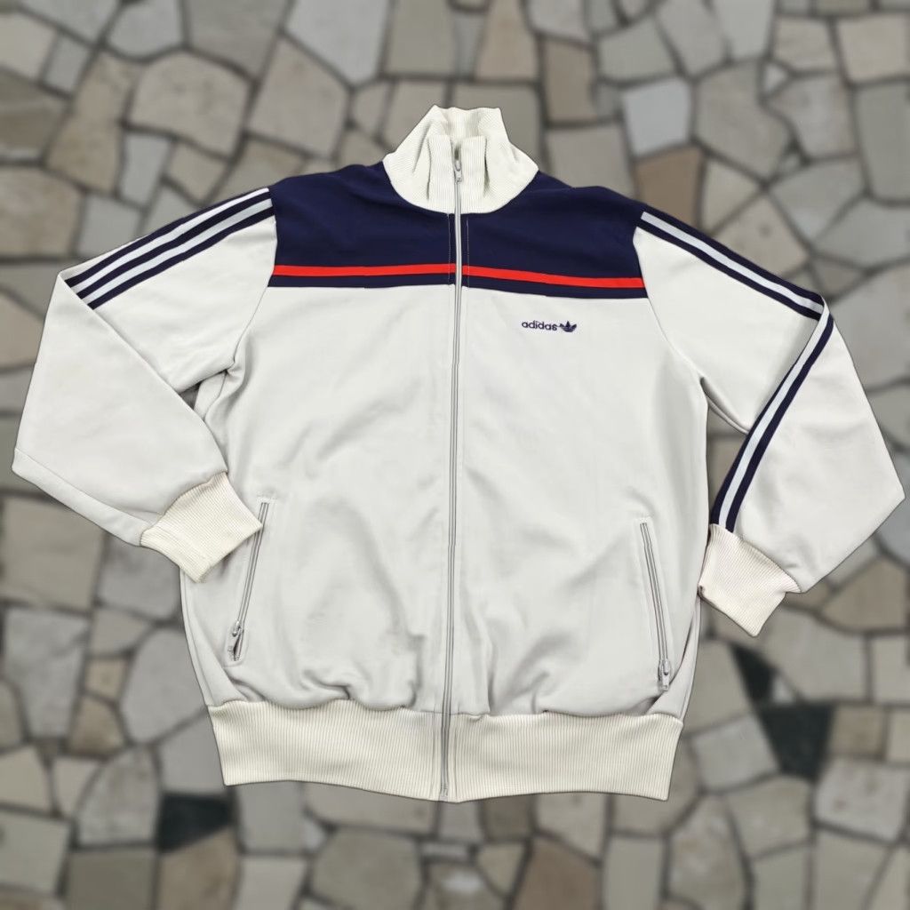 Adidas Vintage Adidas Jacket Mens Medium Black Gray Track Coat Full Zip Up Soccer 80s Size US M / EU 48-50 / 2 - 1 Thumbnail