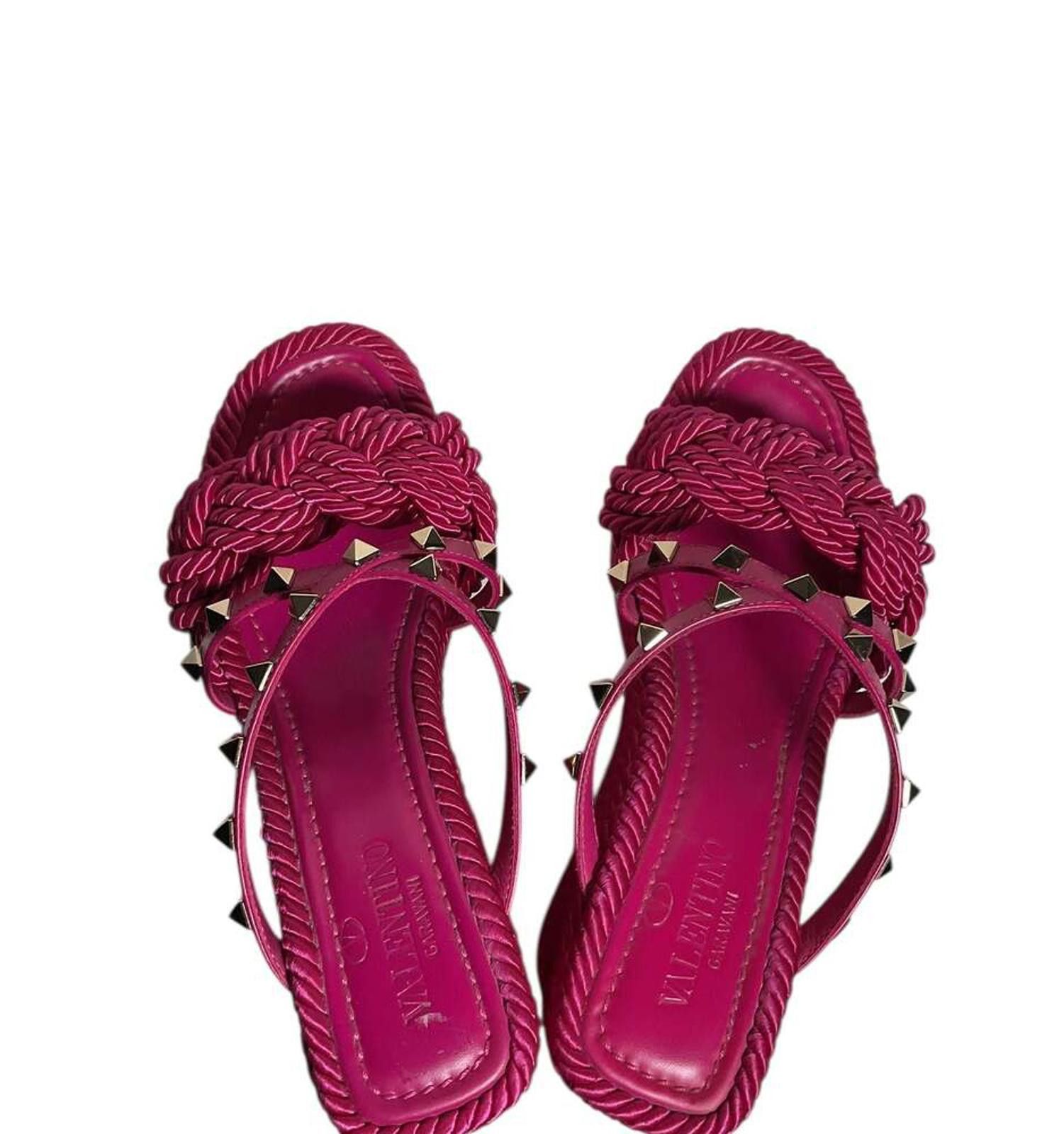 Valentino Valentino Garavani Rockstud Torchon Espadrille Wedge Sandals Size US 5.5 / IT 35.5 - 7 Thumbnail