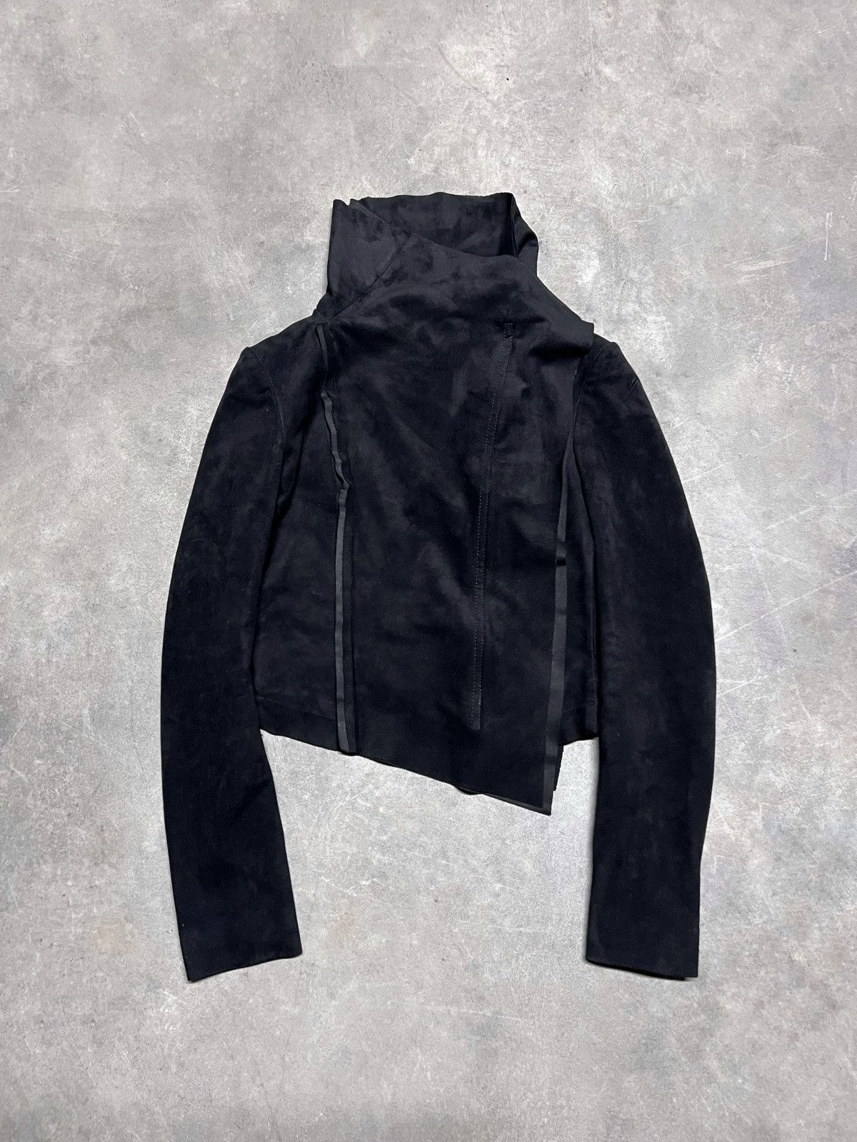 Japanese Brand Asymmetrical Zip Cropped Avant Garde Rick Japanese Jacket Size S / US 4 / IT 40 - 1 Thumbnail