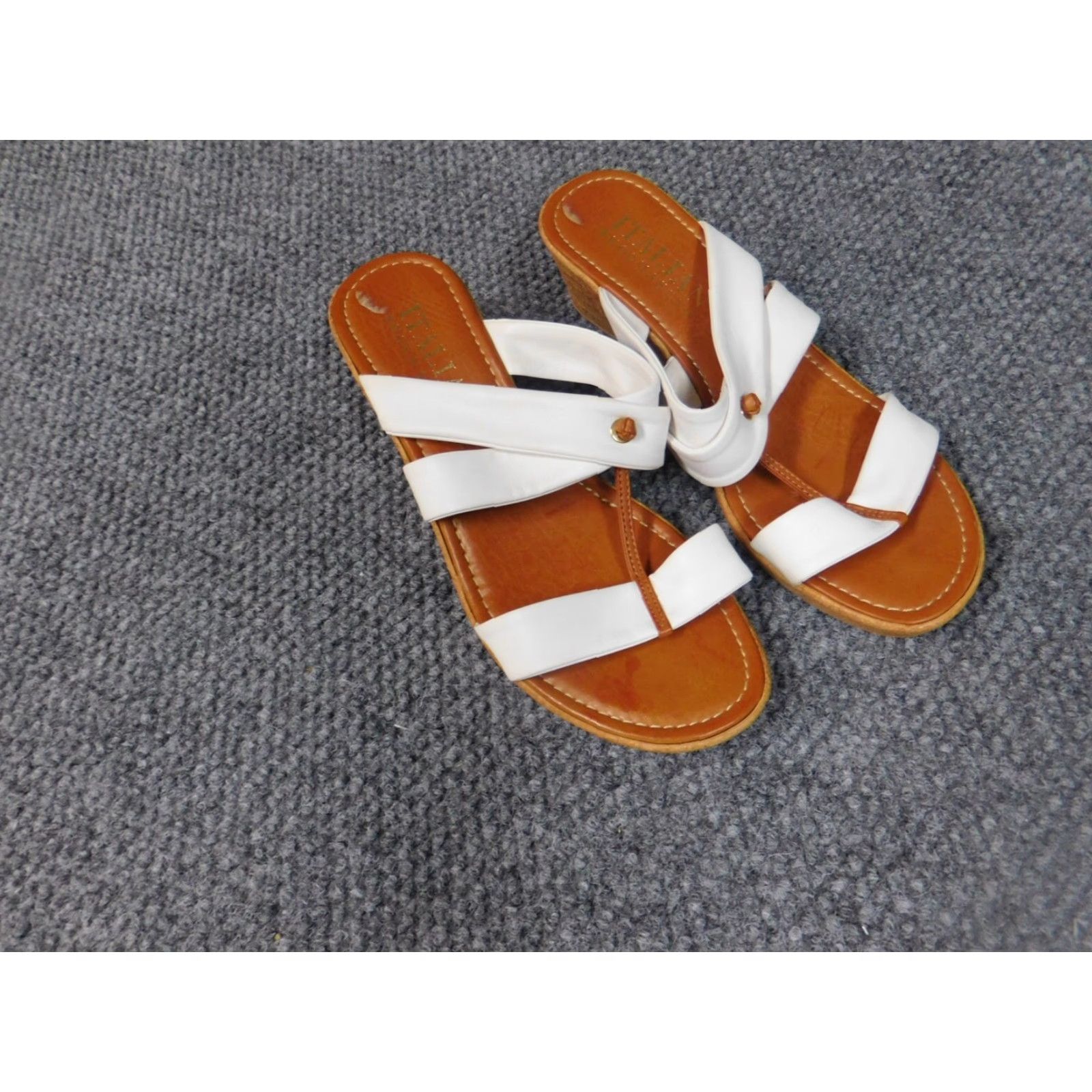Vintage Italian Shoemakers Womens Heels Mule Block Open Toe Buckle Strap Leather Brown 8.5 High Heel Women’s Shoes Size 8.5 Brown Size US 7 / IT 37 - 2 Thumbnail
