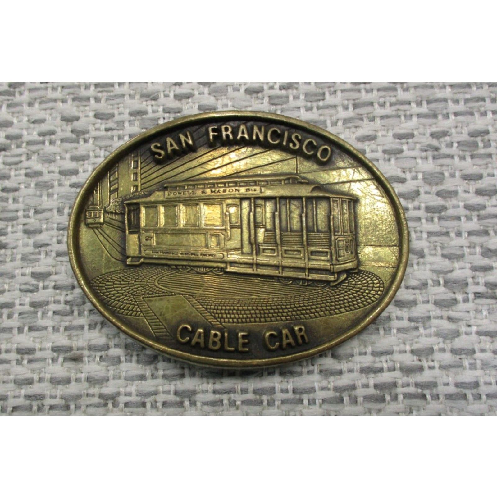 Vintage VINTAGE Sunset Brass San Francisco Cable Car Solid Brass Belt Buckle Made In USA Belt Buckle Ladies? (adjusted) Size ONE SIZE - 2 Thumbnail