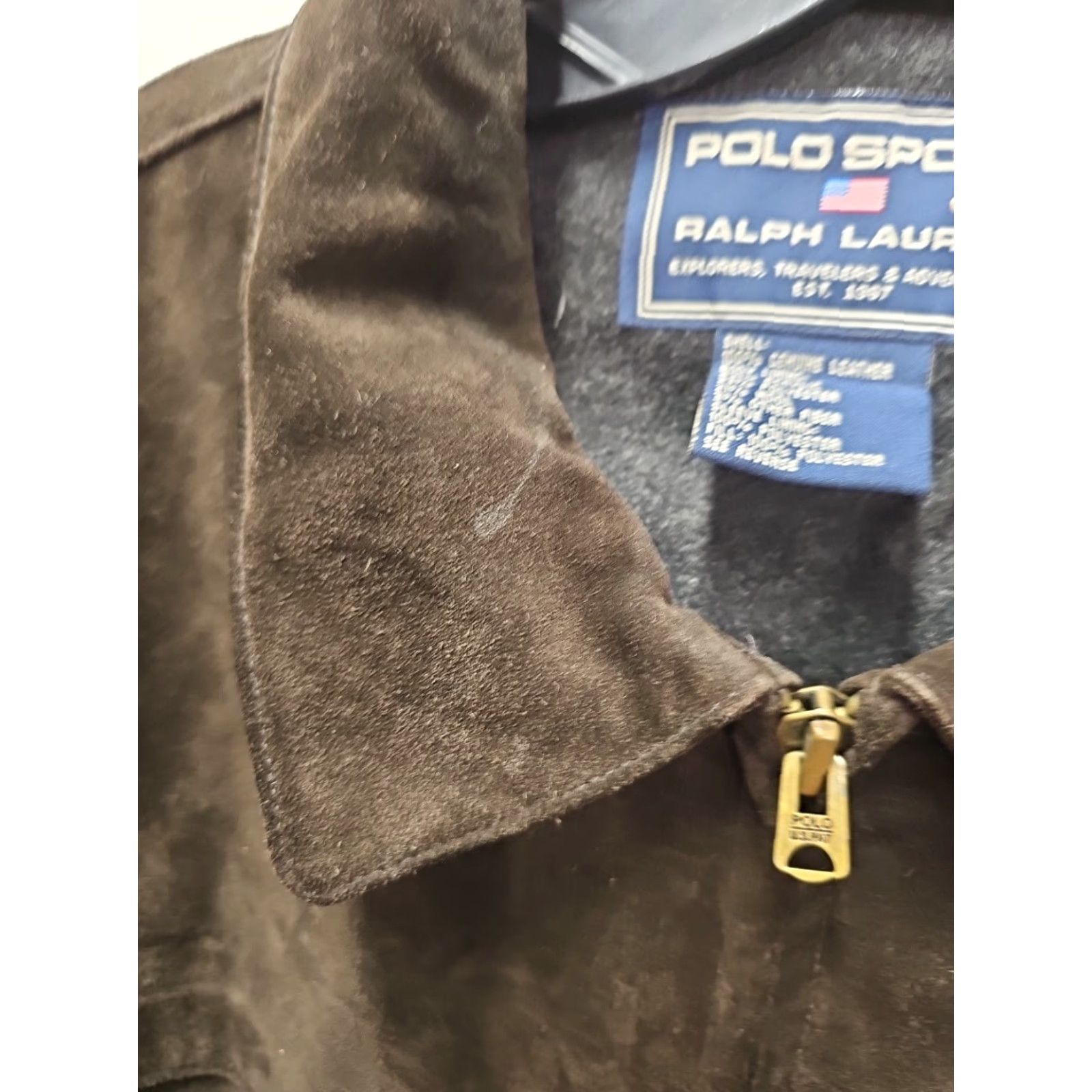 Ralph Lauren VTG POLO SPORT Ralph Lauren Brown Distressed Suede Leather Jacket Men XL Leather Jacket Vintage Size US XL / EU 56 / 4 - 6 Thumbnail