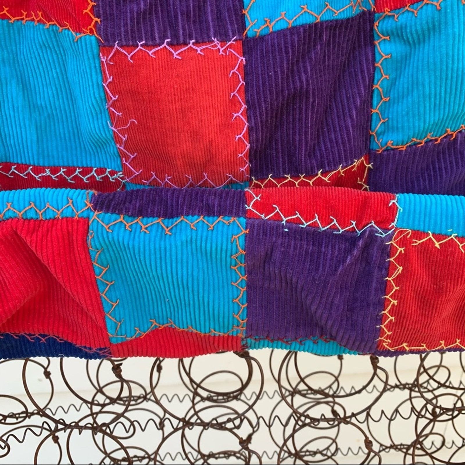 Vintage Vintage corduroy patchwork drawstring bag Size ONE SIZE - 5 Thumbnail