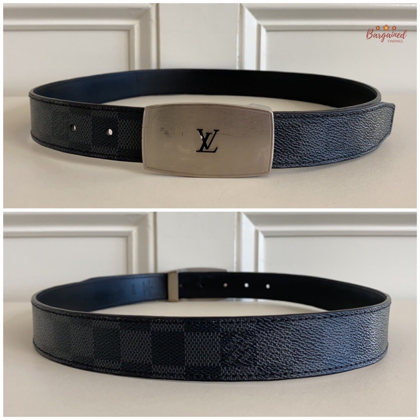 Louis Vuitton Louis Vuitton Black Damier Graphite Suntulle CUT Buckle Belt Size 30 - 3 Thumbnail