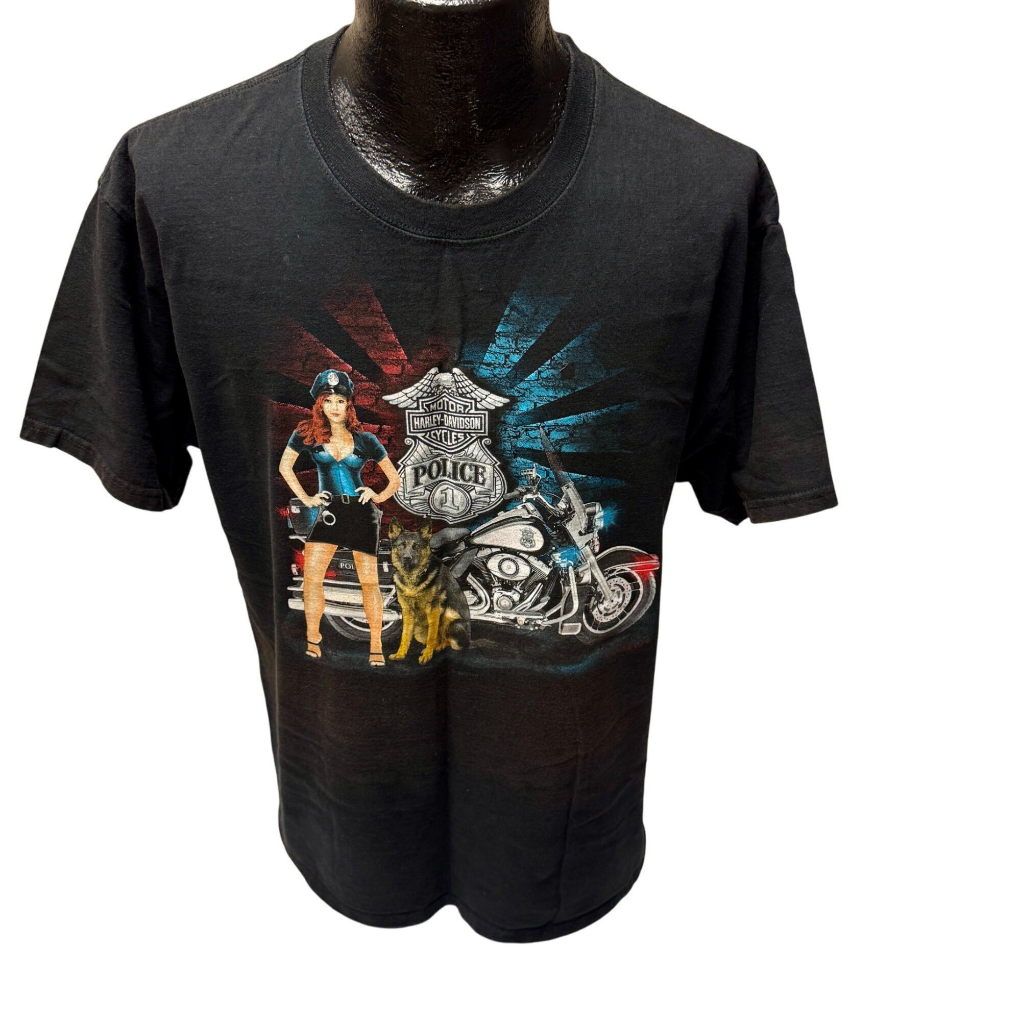 Harley Davidson H-D Asheville NC Mountain TUNNEL Route PINUP POLICE COP K9 Size US L / EU 52-54 / 3 - 2 Thumbnail
