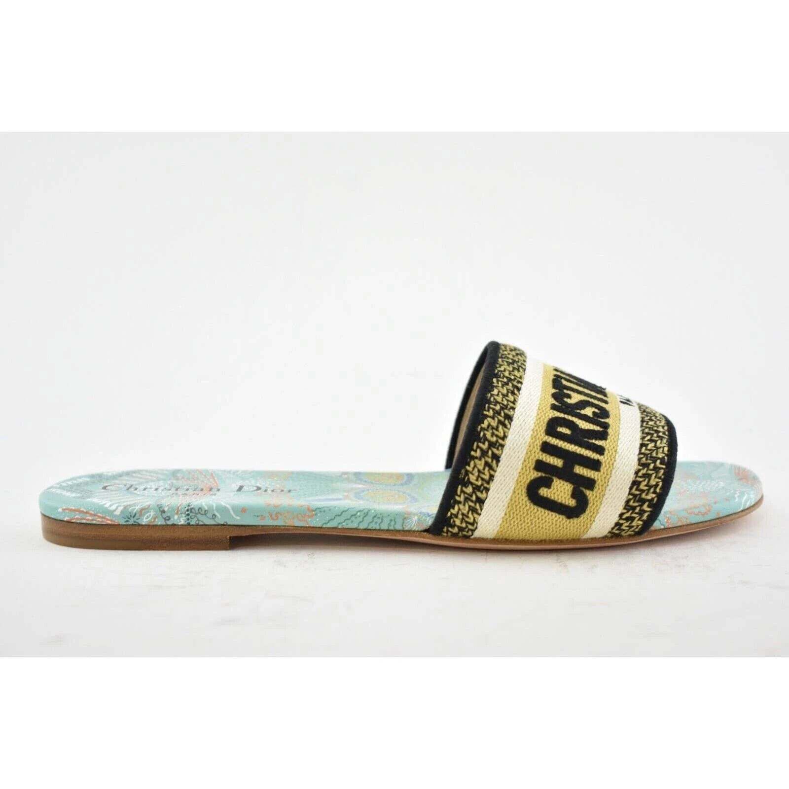 Dior In Lights Dway Embroidered Logo Slide Flat Sandal 35 Size US 5 / IT 35 - 4 Thumbnail