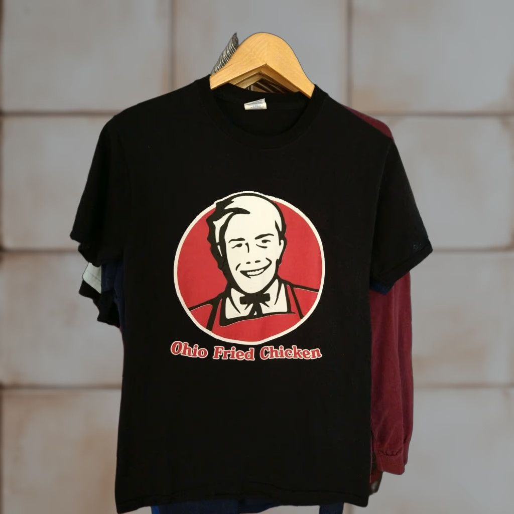 Jerzees VINTAGE Jerzees T-Shirt Parody Funny Ohio Fried Chicken S Black Mens Short Sleeve Cotton Blend S Weird Size US S / EU 44-46 / 1 - 1 Thumbnail