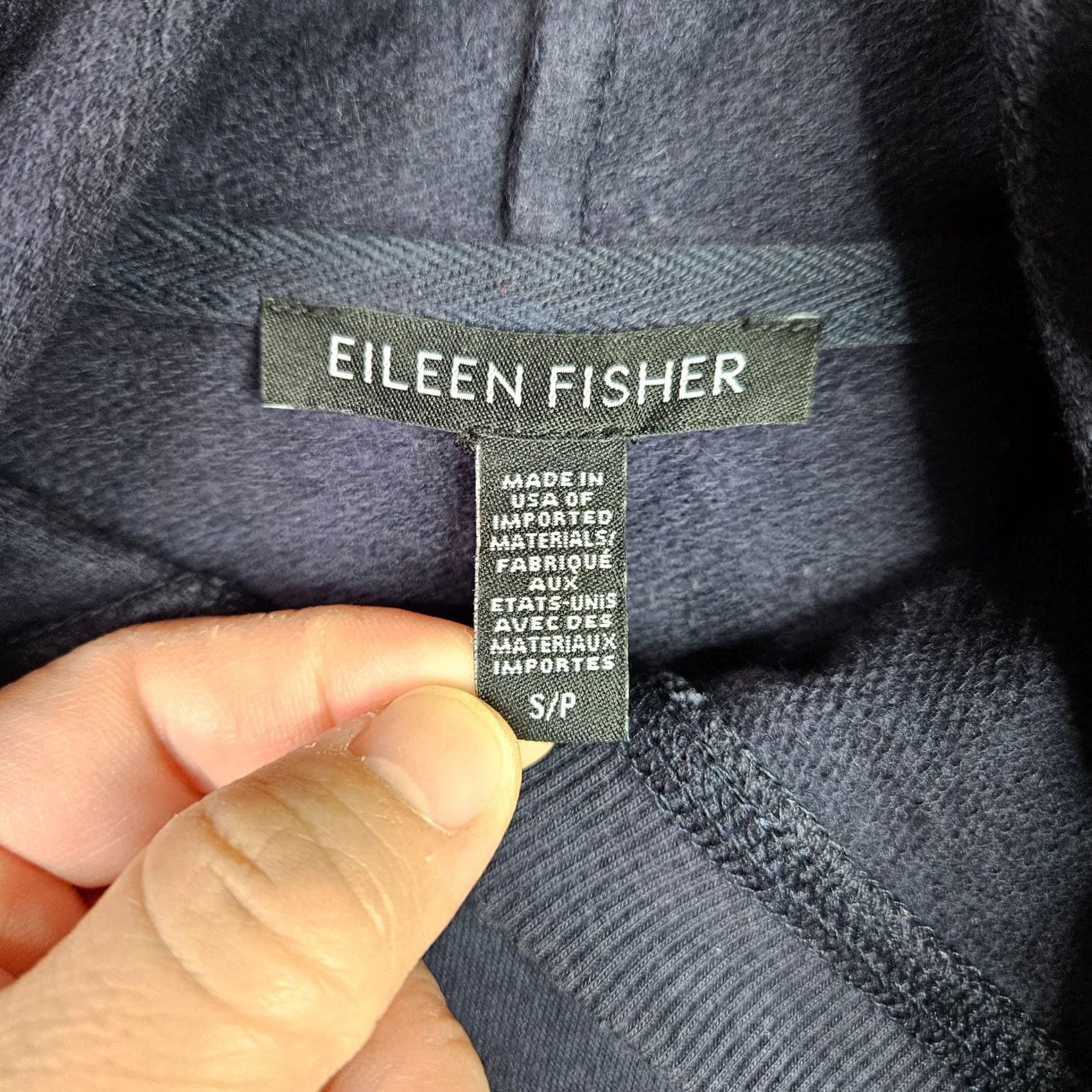 Eileen Fisher Eileen Fisher Shirt Womens S Blue Navy Hoodie Pullover Oversized Sweatshirt Size Size S / US 4 / IT 40 - 3 Thumbnail