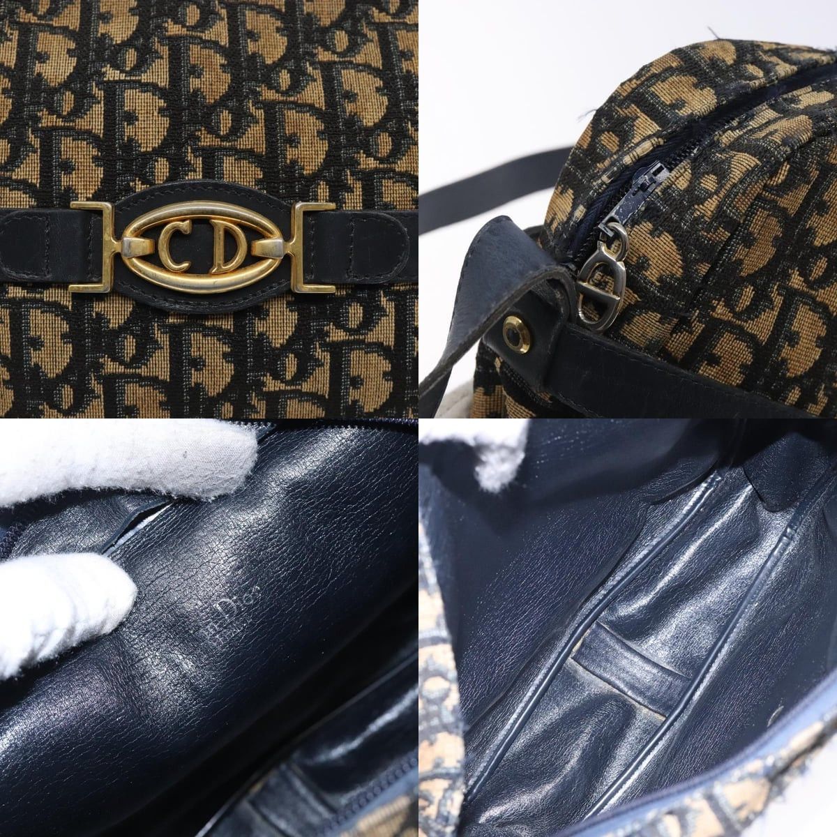 Dior DIOR Trotter Canvas Shoulder Bag Navy Gold Size ONE SIZE - 11 Thumbnail