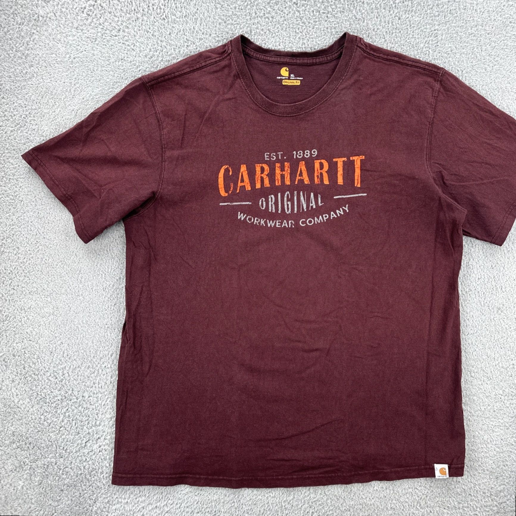 Carhartt Carhartt T-Shirt Men XL Maroon Red Graphic Print Logo EUC Regular Fit Size US XL / EU 56 / 4 - 3 Thumbnail