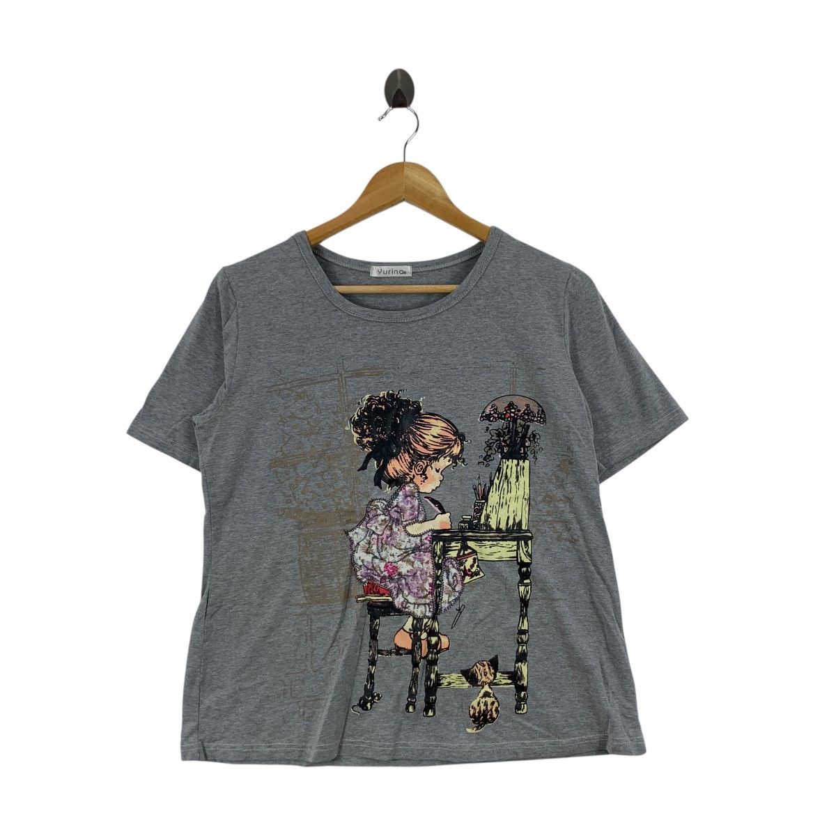 Vintage Vintage YURINA PARIS Painting Cat Illustration Tee Shirt Top Size M / US 6-8 / IT 42-44 - 4 Thumbnail