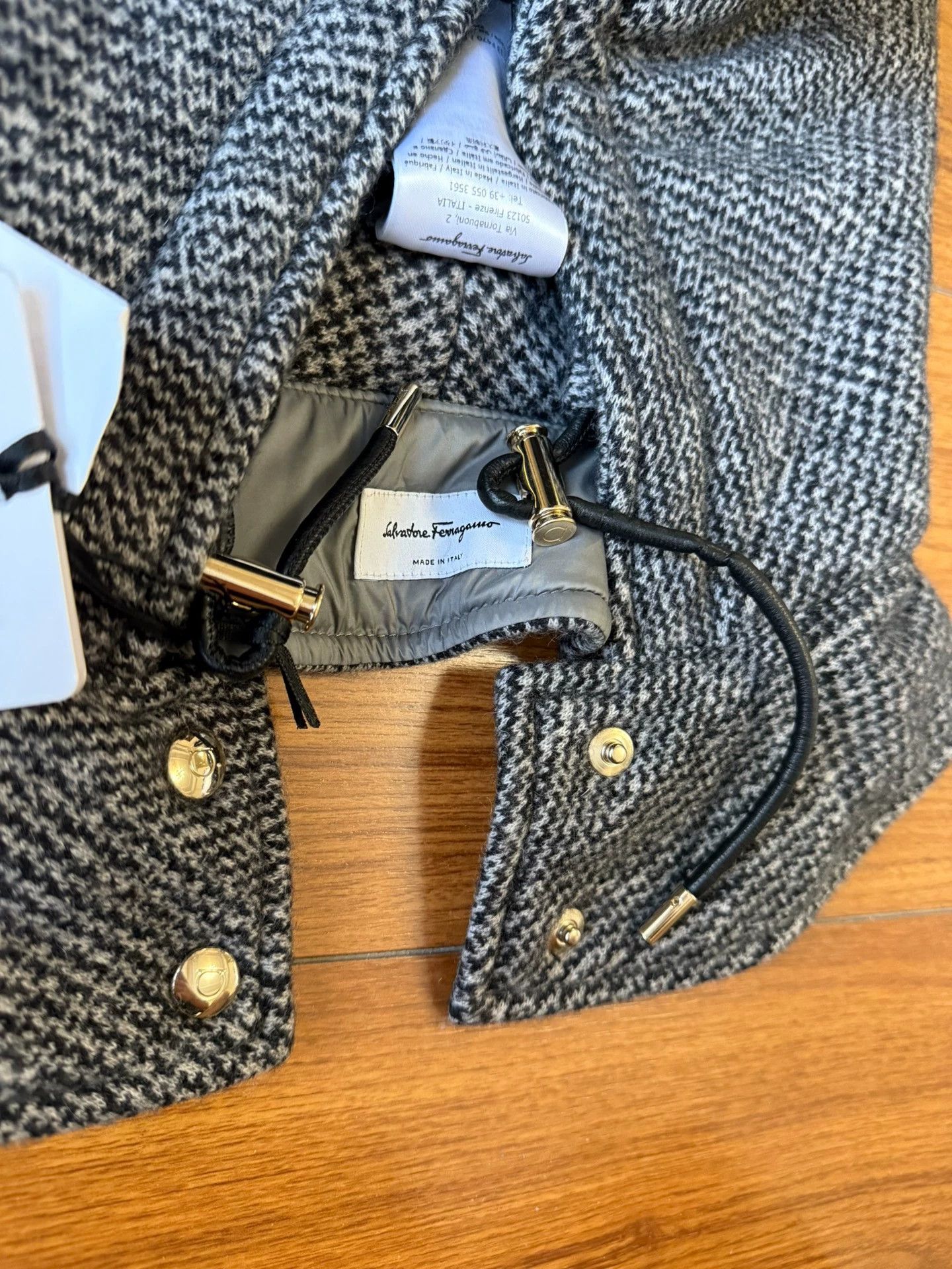 Salvatore Ferragamo Ferragamo Cashmere Prince of Wales Check Hat - Oversized Size ONE SIZE - 4 Thumbnail