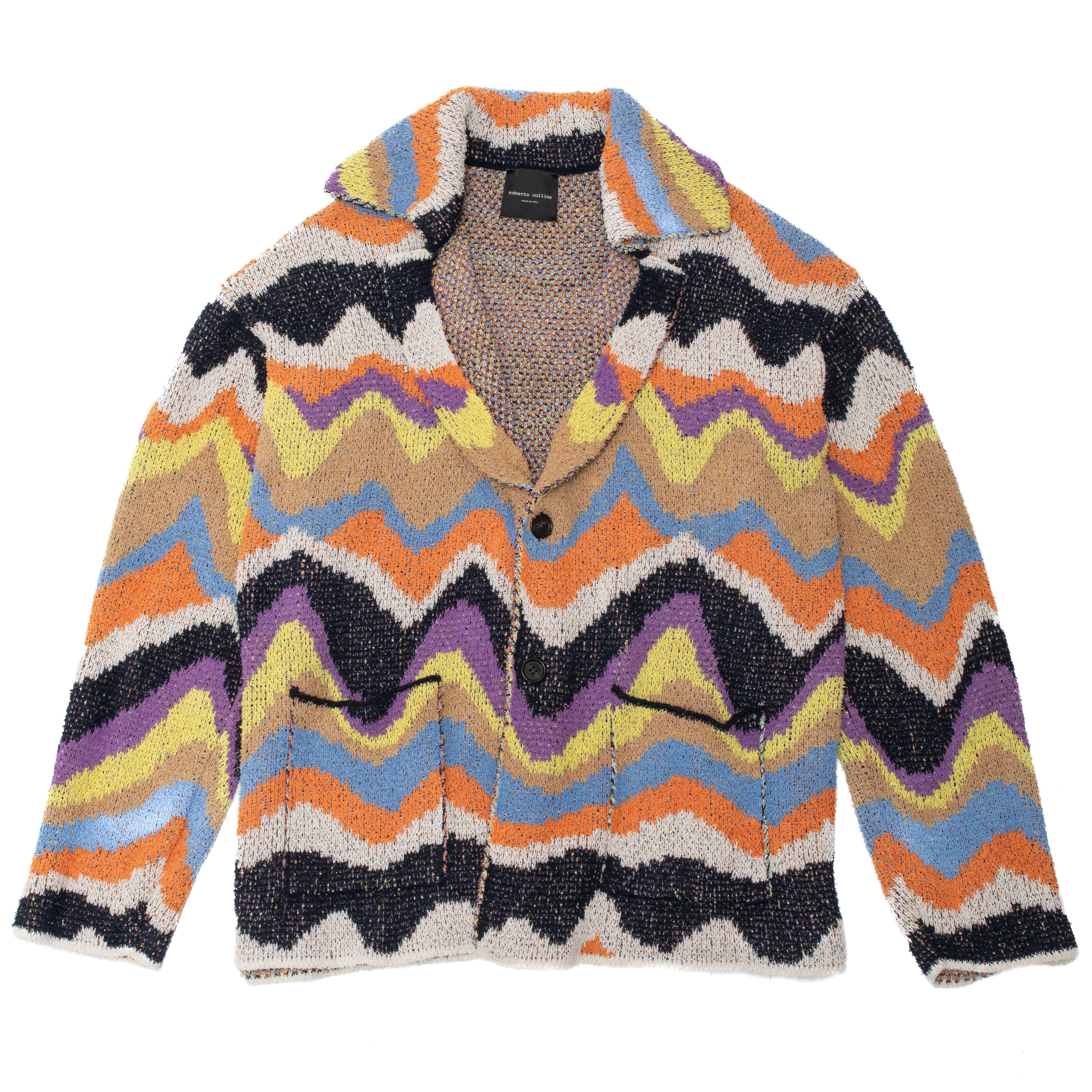 Roberto Collina ROBERTO COLLINA Knitted Multicolor Blazer Jacket Size US L / EU 52-54 / 3 - 2 Thumbnail