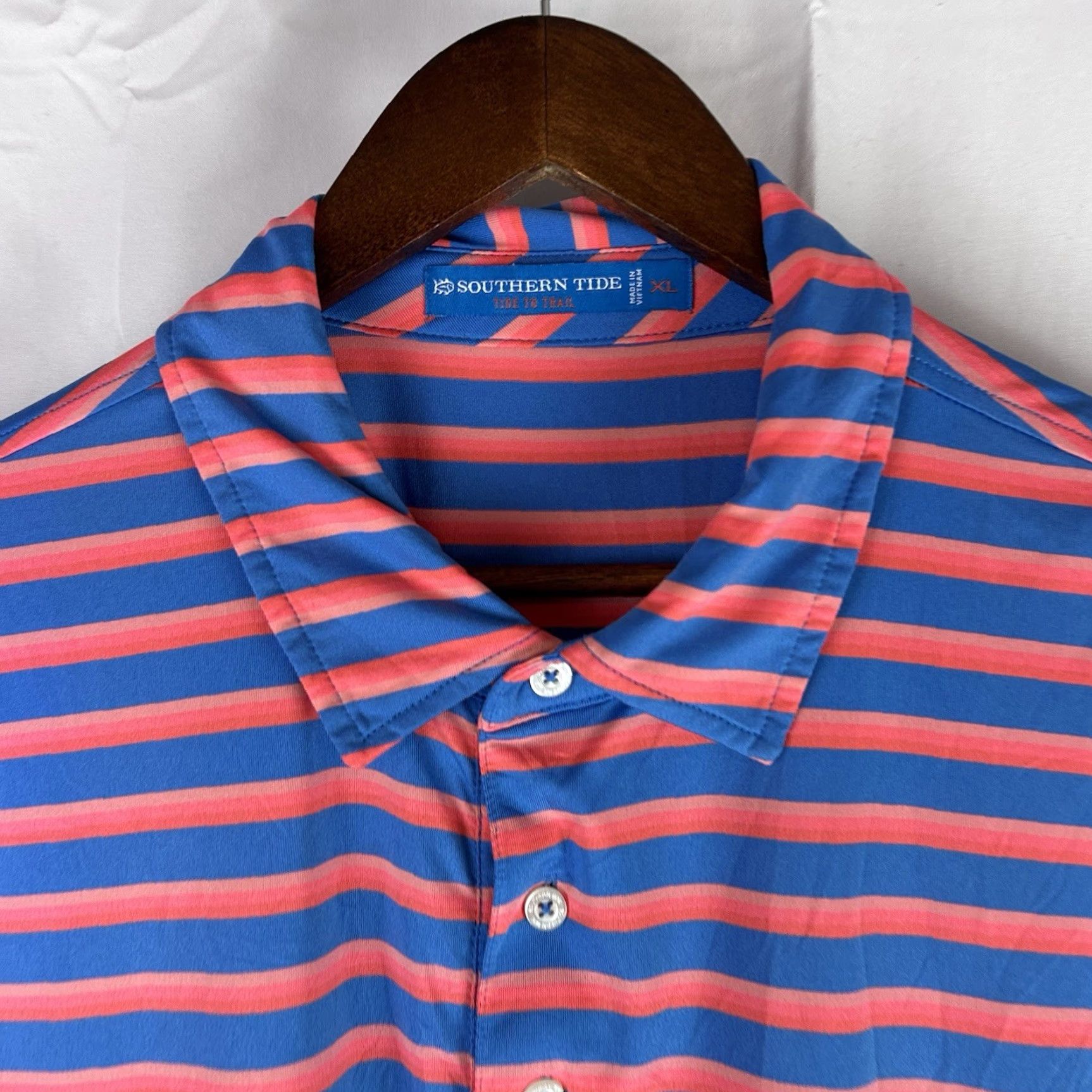 Southern Tide Southern Tide Polo Shirt Men’s XL Meridian Blue T3 Tide To Trail Striped Short Sleeve Pullover Collared Logo Blended Fabric Regular Size US XL / EU 56 / 4 - 3 Thumbnail