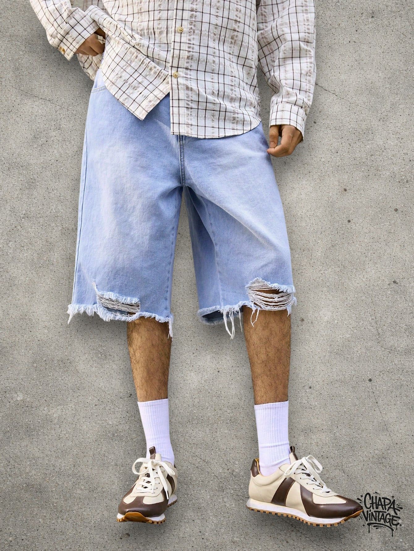 Vintage Distressed light blue shorts Size US 32 / EU 48 - 3 Thumbnail