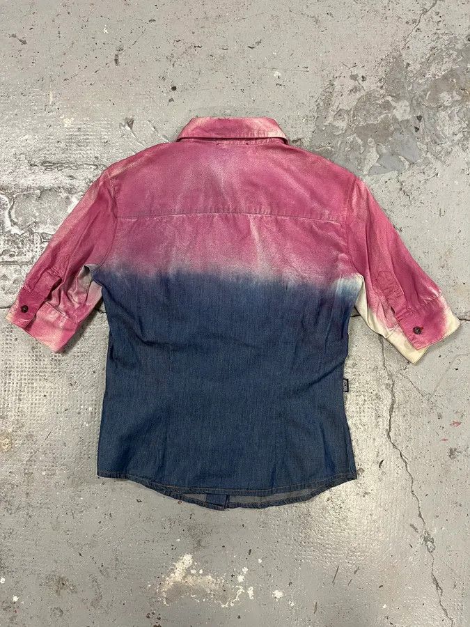 Moschino × Vintage 2000s Moschino Gradient Pink & Blue Shortsleeve Shirt Size S / US 4 / IT 40 - 4 Thumbnail
