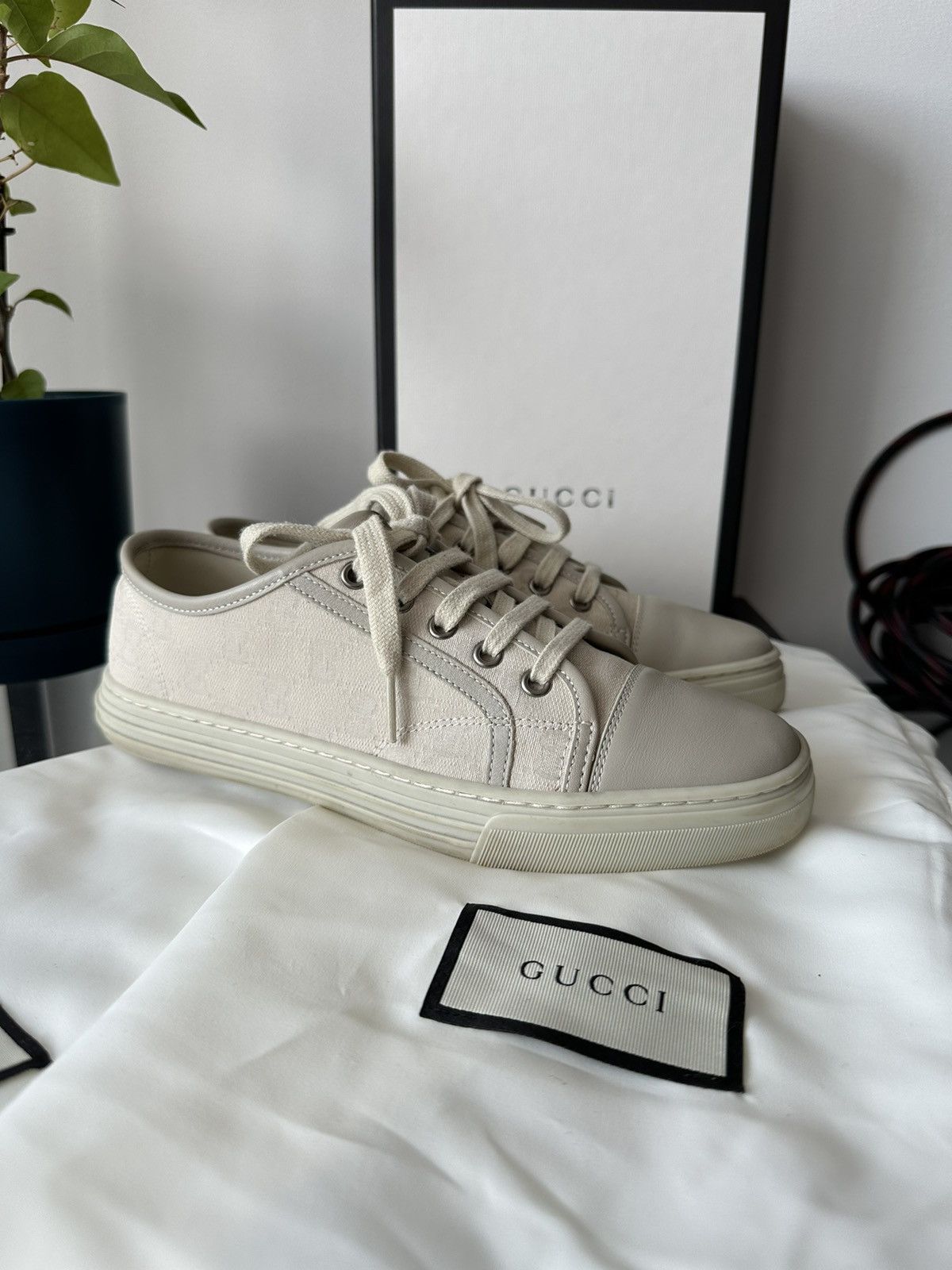 Gucci Gucci Wmns GG Low 'Cotton Washed - White' sneakers Size US 7.5 / IT 37.5 - 4 Thumbnail