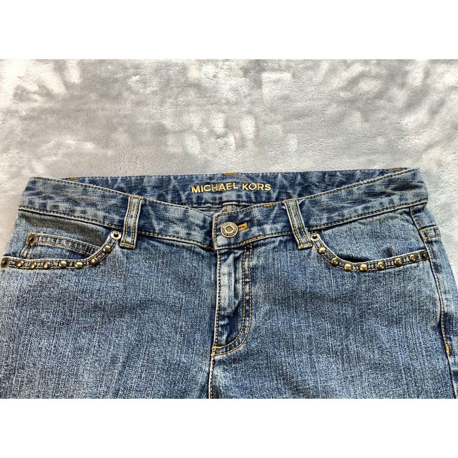 Michael Kors VINTAGE Michael Kors Jeans Women Sz 4 Blue Bootcut Western Biker Cowgirl Studded Boho 90s Hip Hop Punk Rock Motorcycle Jeans Womens Size 27" / US 4 / IT 40 - 3 Thumbnail