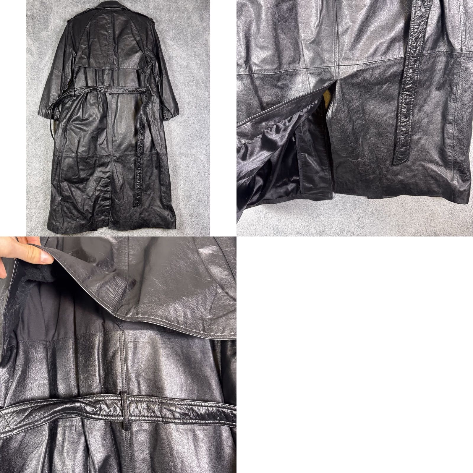 Vintage VINTAGE Wilsons Leather Jacket Womens L Belted Double Breasted Trench Coat Thinsulate Black Long Sleeve Jacket Coat Size L / US 10 / IT 46 - 10 Thumbnail