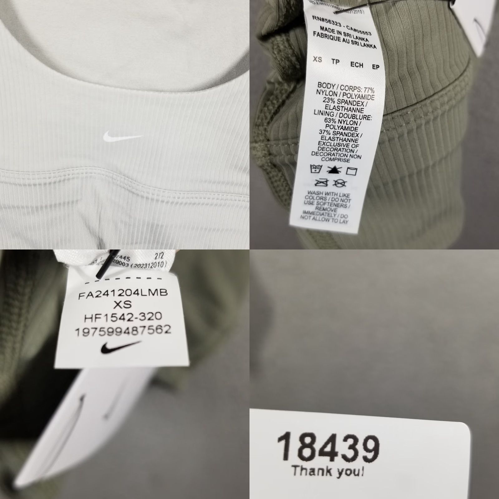 Nike Nike Women Sports Bra XS Light Army Support Padded Longline Activewear Size ONE SIZE - 8 Thumbnail
