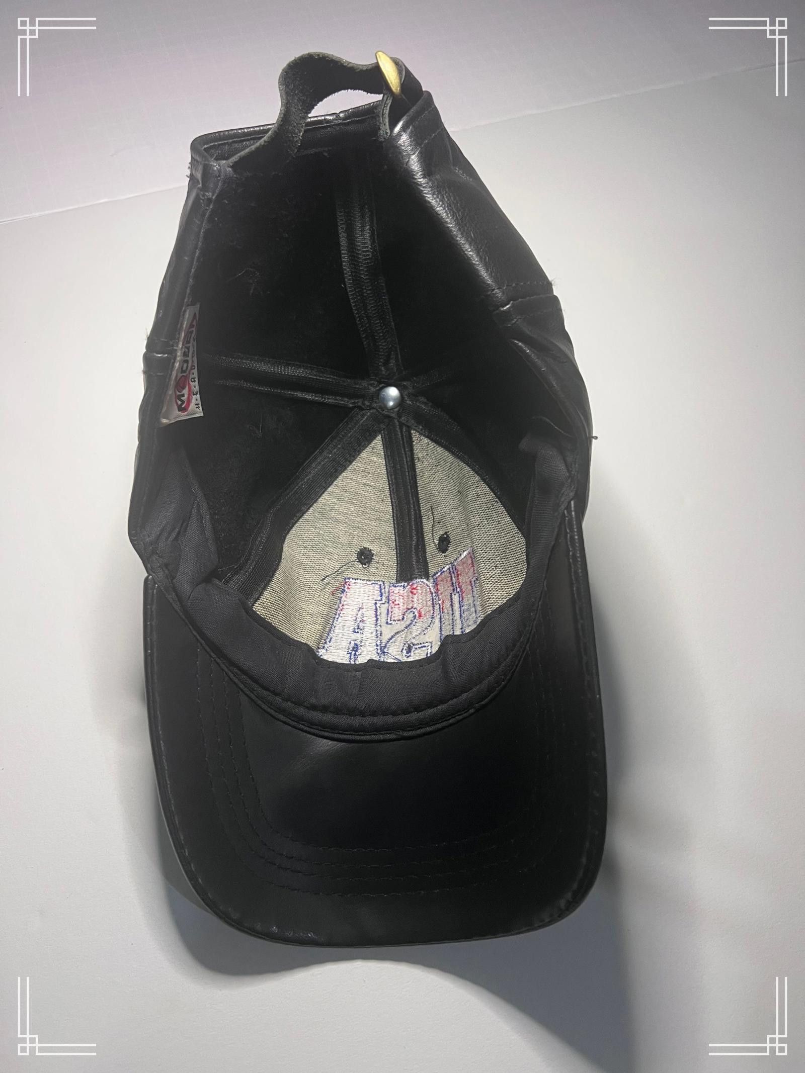 Designer USA Black Leather Baseball Cap with Embroidered Logo Size ONE SIZE - 3 Thumbnail