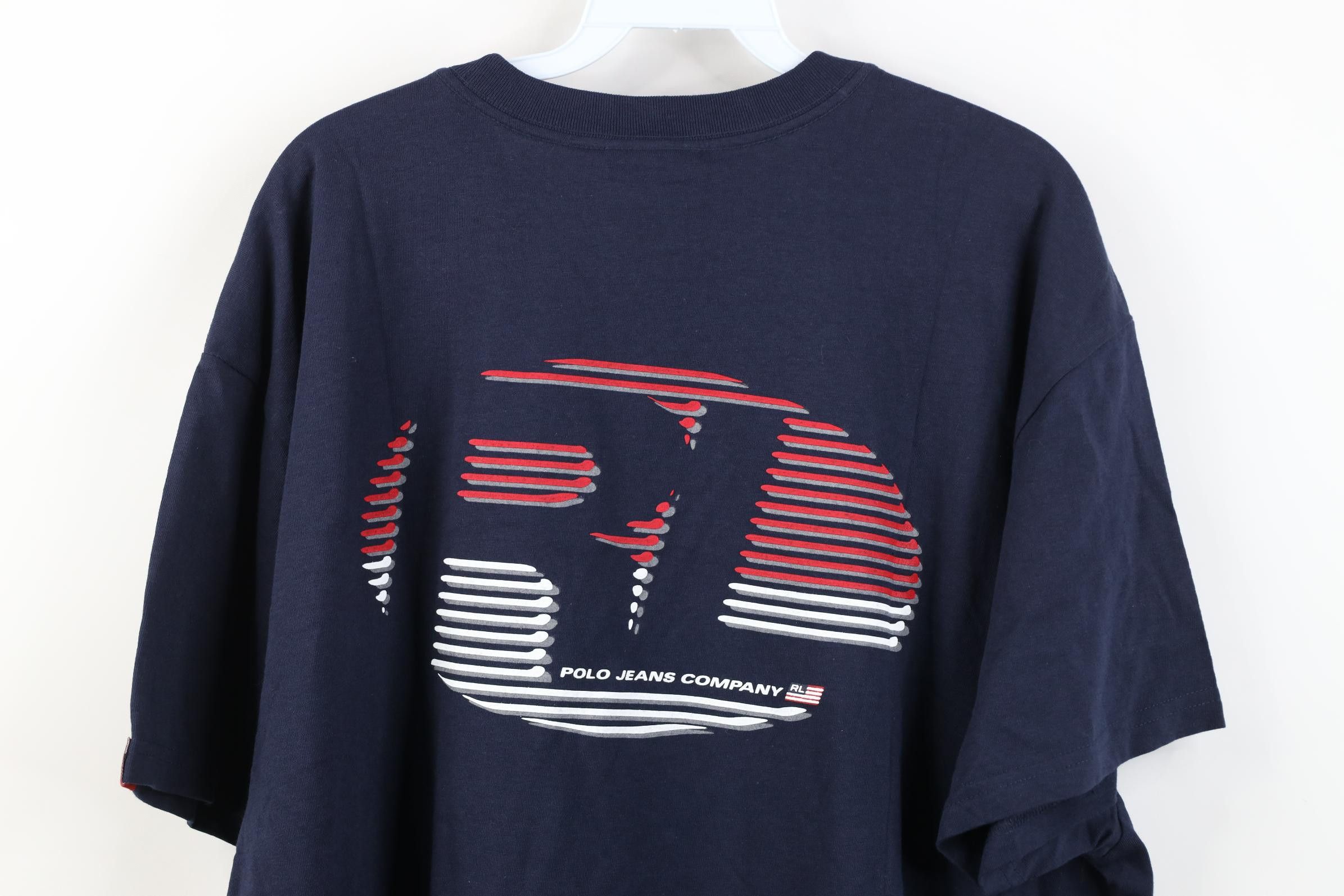 Polo Ralph Lauren Deadstock Vintage 90s Ralph Lauren Center Logo T-Shirt Blue Size US XXL / EU 58 / 5 - 11 Thumbnail
