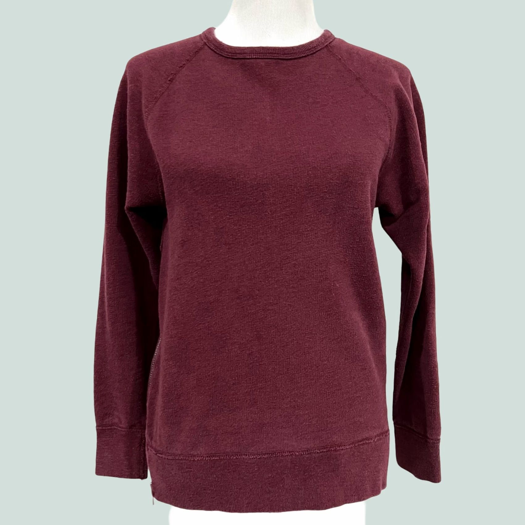 J.Crew J.CREW Women's Tunic Sweatshirt Side Zippers Burgundy Red Cotton Pullover XS Shirt Womens Regular 100% Cotton Zipper Tunic Red Burgundy XS Size XS / US 0-2 / IT 36-38 - 1 Thumbnail