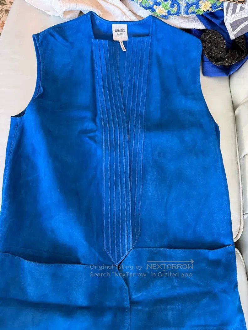 Hermes Hermes Blue Deer and Sheepskin Vest, Outer 100% Deer Skin, Size XS / US 0-2 / IT 36-38 - 6 Thumbnail