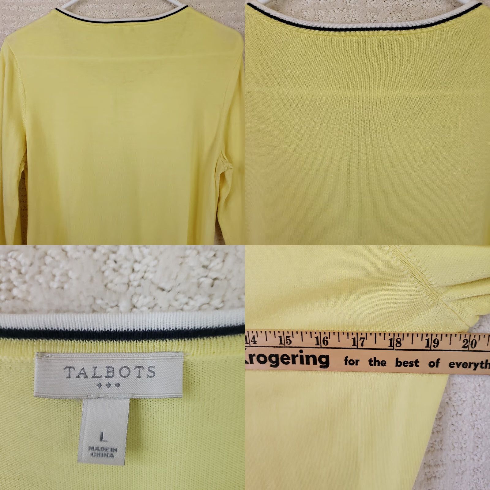 Talbots VINTAGE Talbots Women's L Yellow Cardigan Sweater 3/4 Sleeve Button Front Pima Cotton Size L / US 10 / IT 46 - 8 Thumbnail