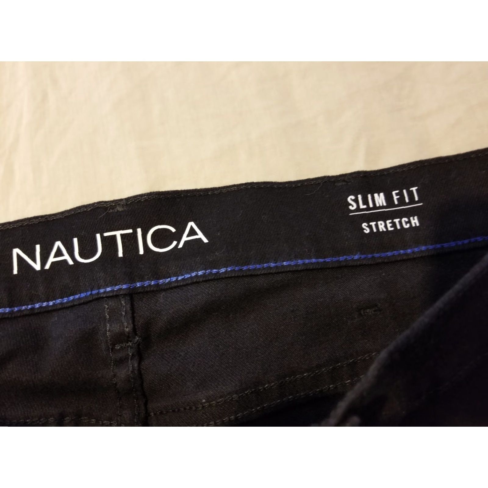 Nautica Nautica Jeans Mens 38x32 Slim Straight Black Denim 5-Pocket Logo Zip Regular Inseam 32 - Machine Washable Cotton Denim Pants Size US 38 / EU 54 - 5 Thumbnail