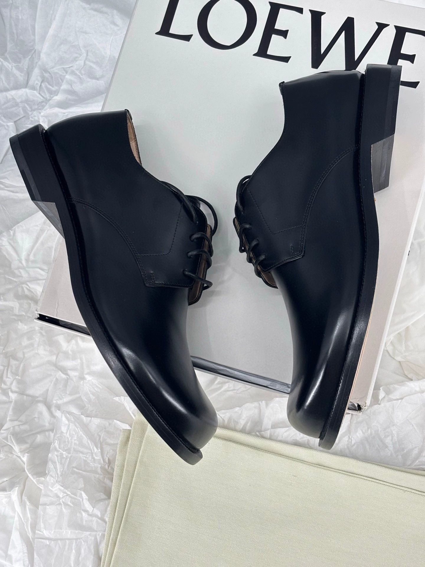 Loewe Loewe Black Leather Campo Shoes for Men Size US 8.5 / EU 41-42 - 4 Thumbnail