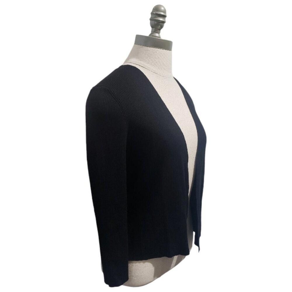 Chicos CT1938 Chicos Black Ribbed Open Long Sleeve Shrug M Size M / US 6-8 / IT 42-44 - 4 Thumbnail
