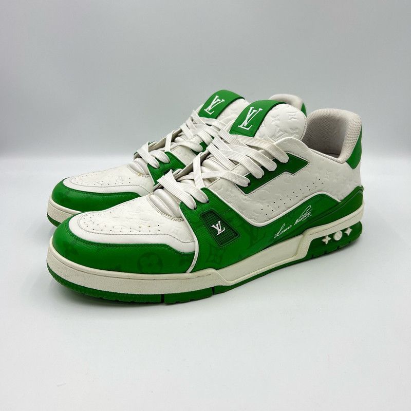 Louis Vuitton Louis Vuitton Green and White Low Top Trainers -2508 Size US 11.5 / IT 41.5 - 1 Thumbnail
